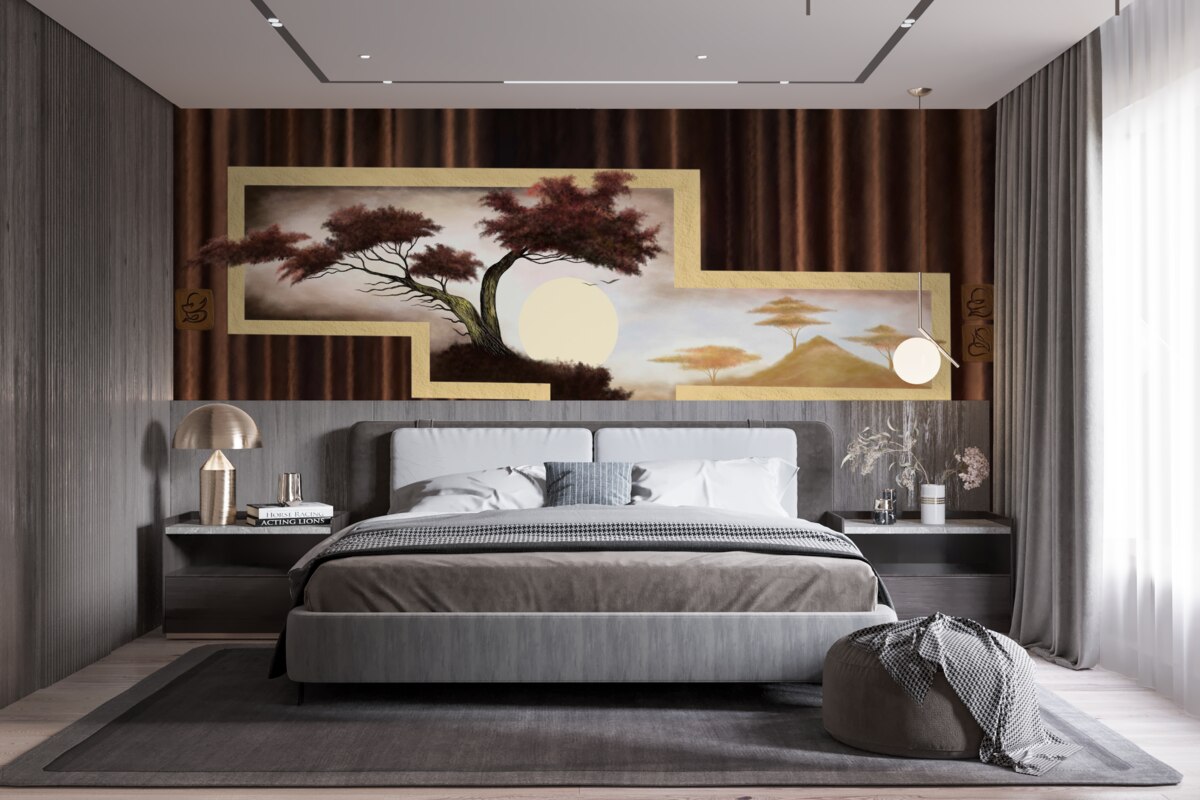 Fototapet răsărit de soare peste bonsai vechi