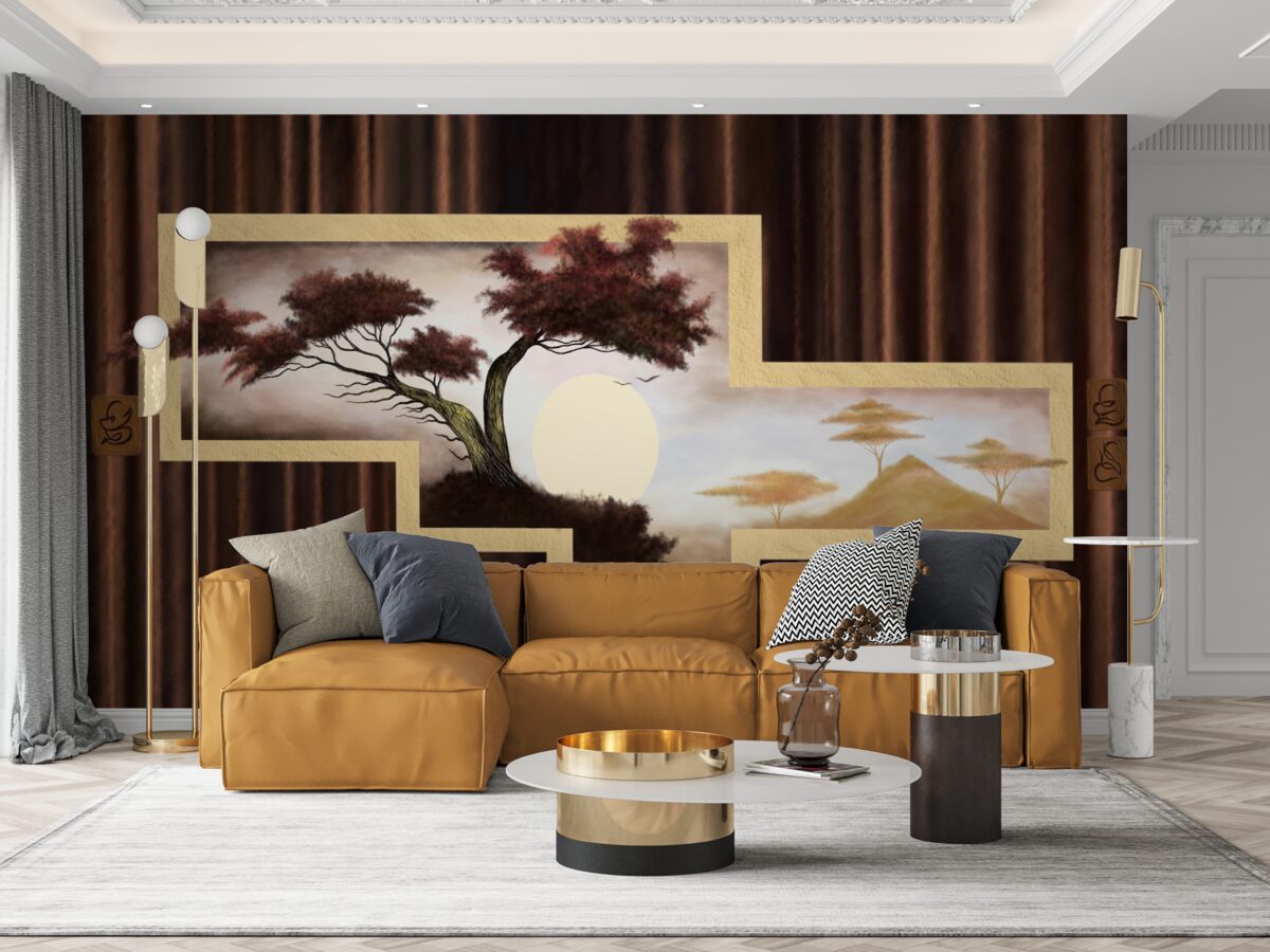 Fototapet răsărit de soare peste bonsai vechi