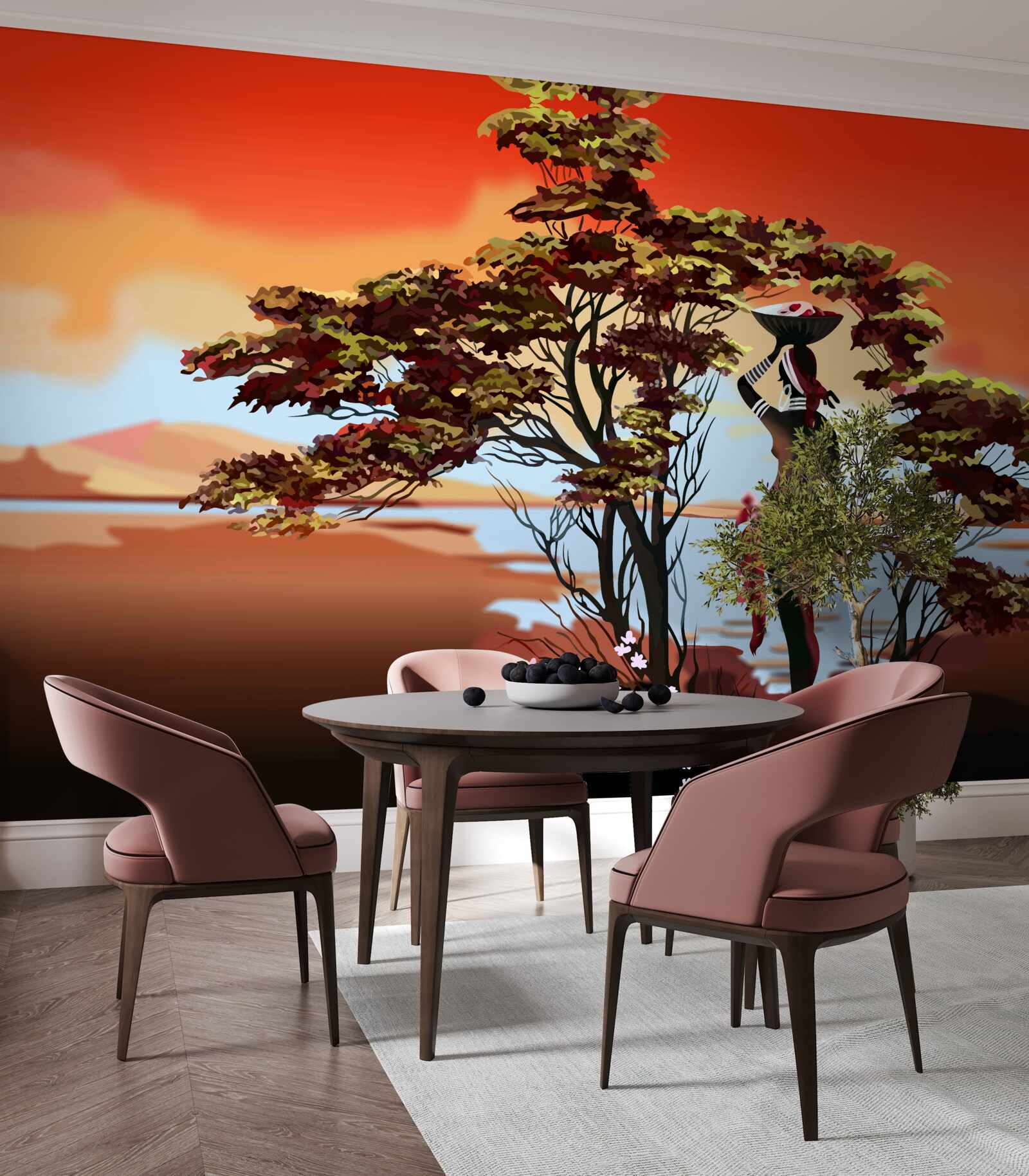 Fototapet doamnă într-o oază din africa