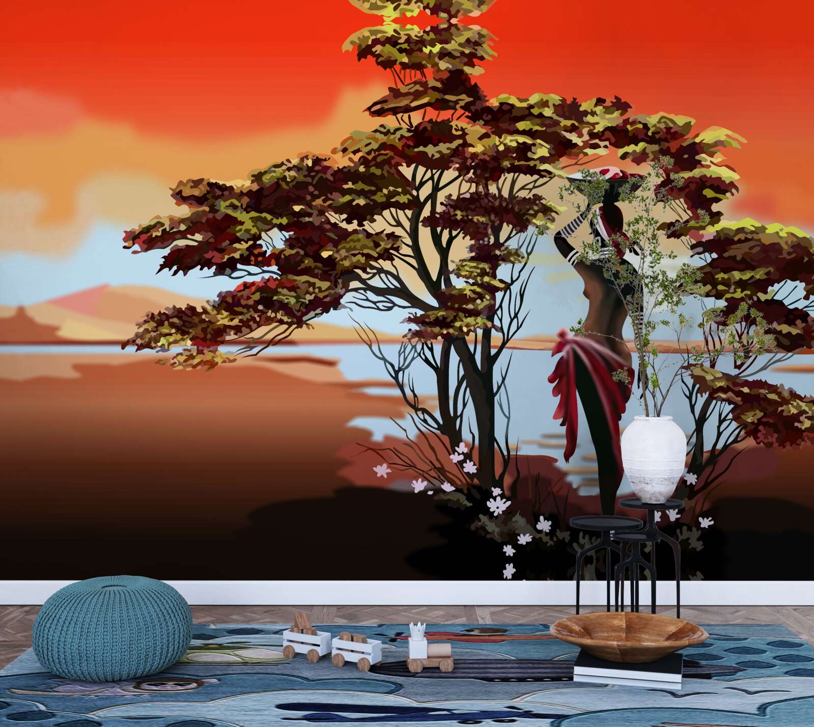 Fototapet doamnă într-o oază din africa