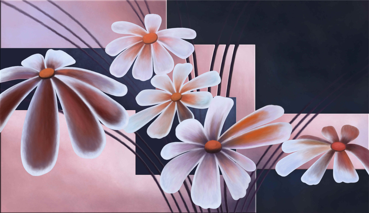 Fototapet cinci margarete albe pe pânză