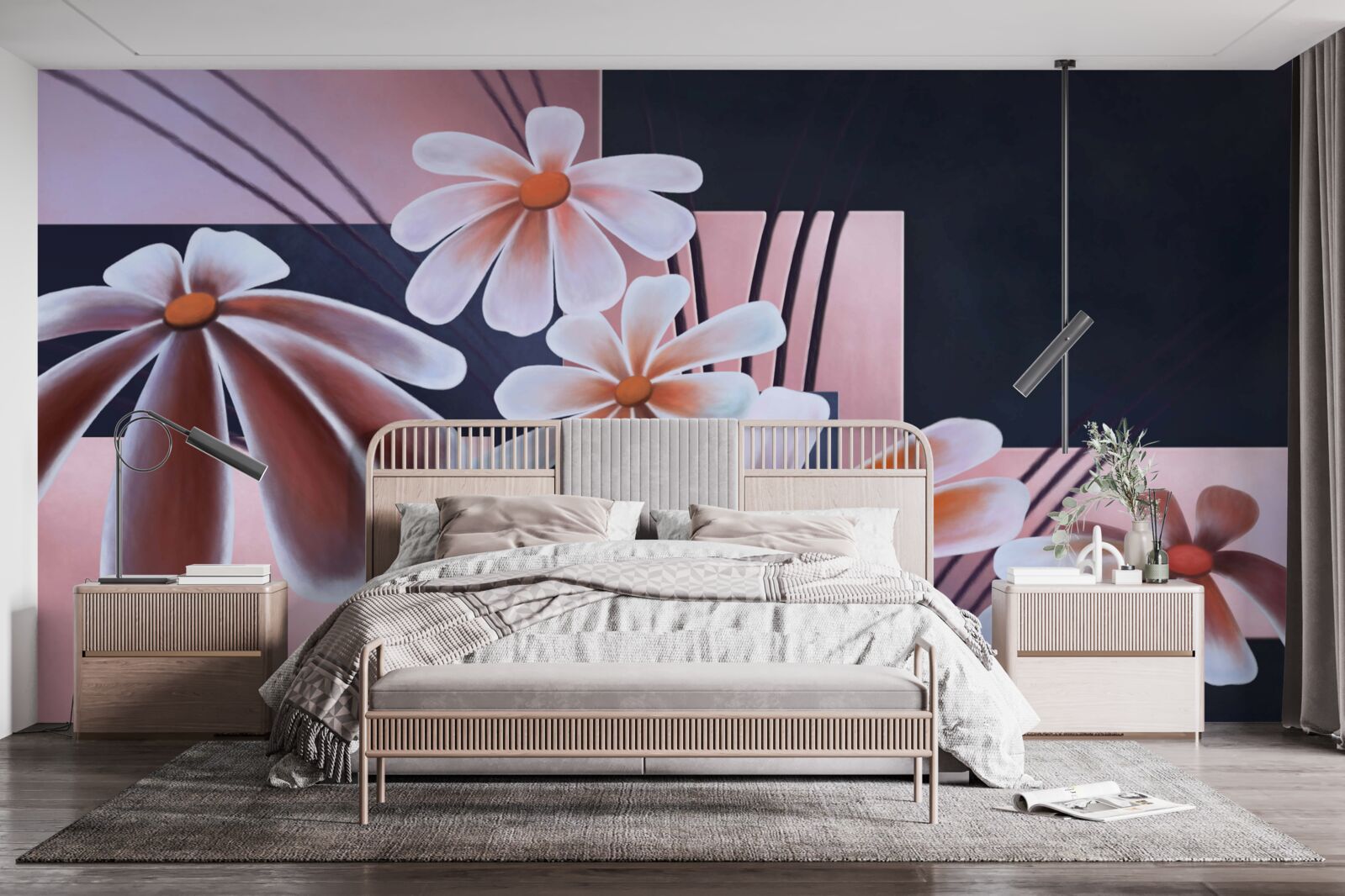 Fototapet cinci margarete albe pe pânză