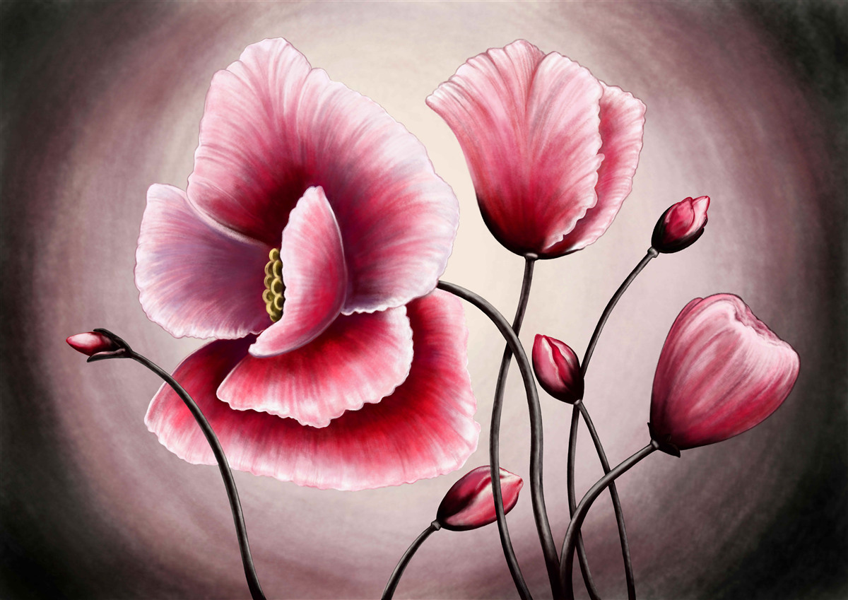 Fototapet maci înfloriți roz