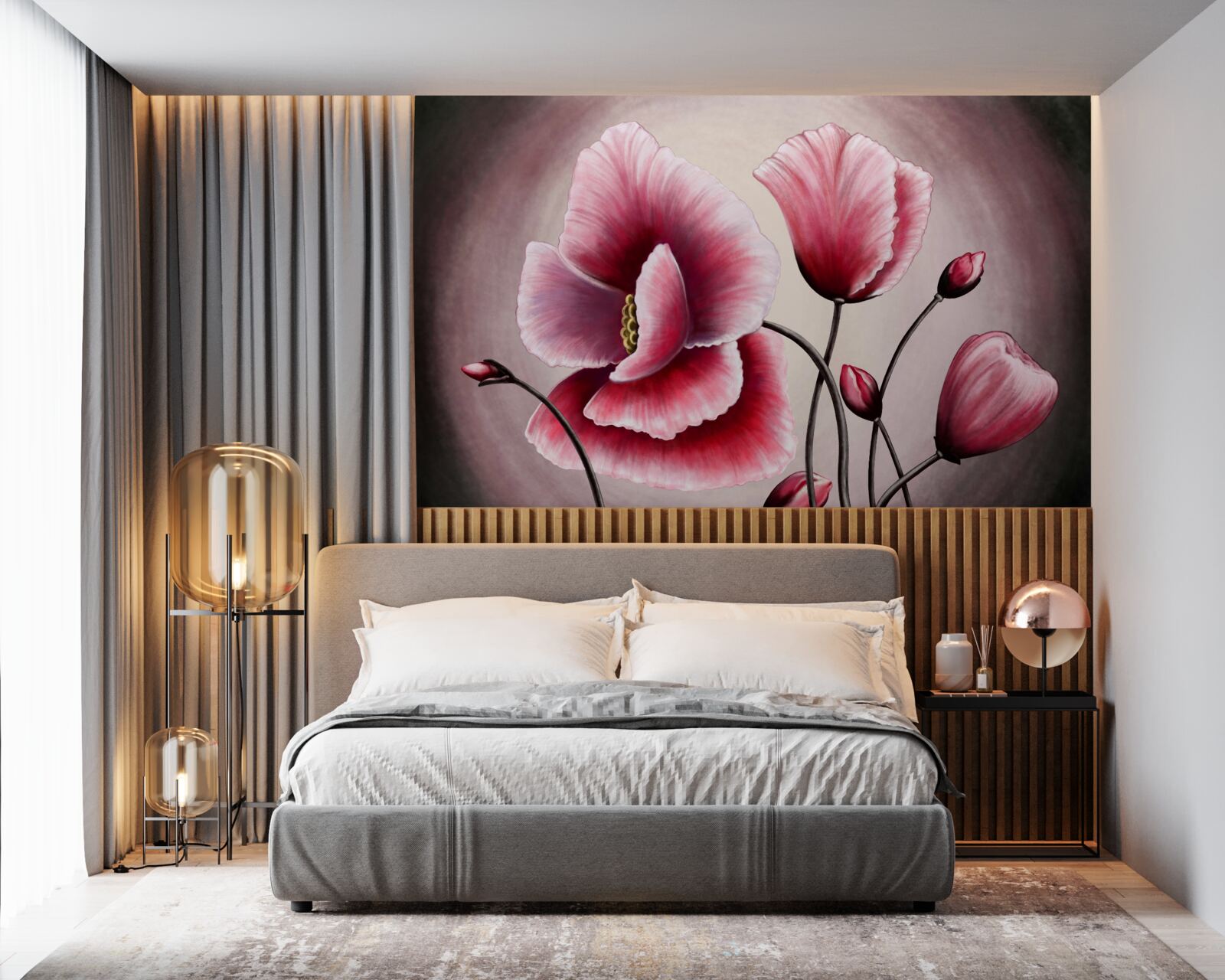 Fototapet maci înfloriți roz