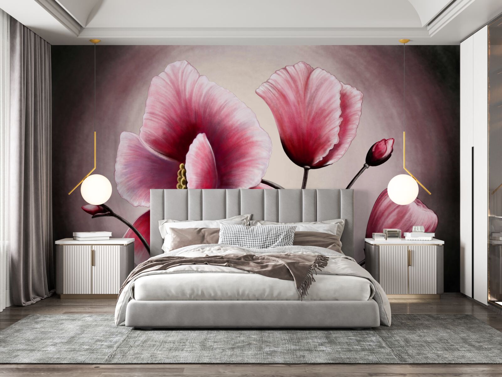 Fototapet maci înfloriți roz