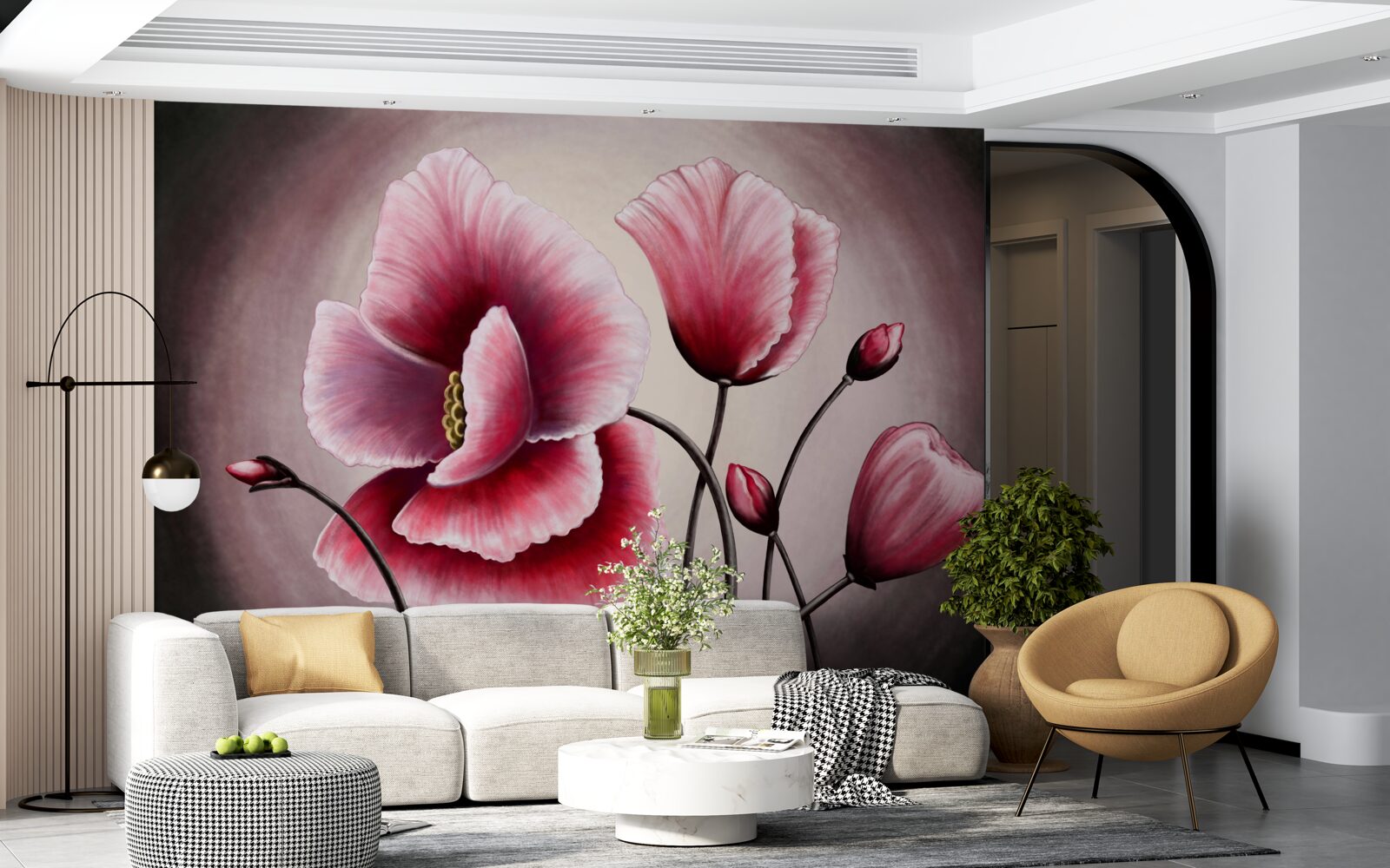 Fototapet maci înfloriți roz