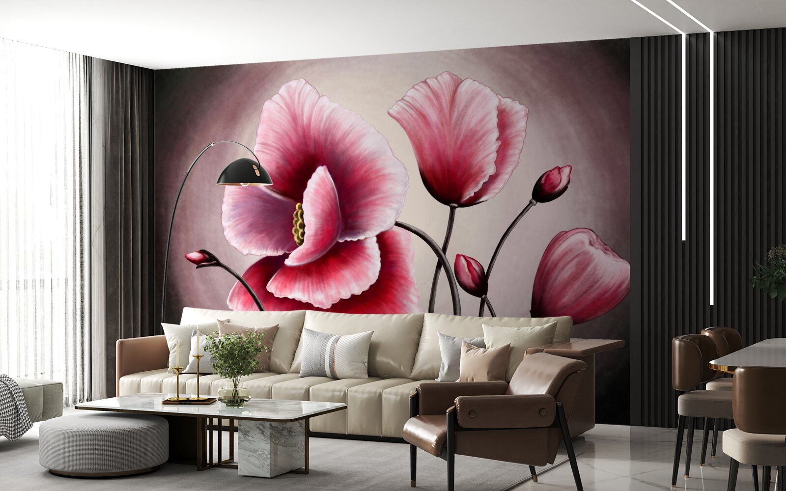 Fototapet maci înfloriți roz