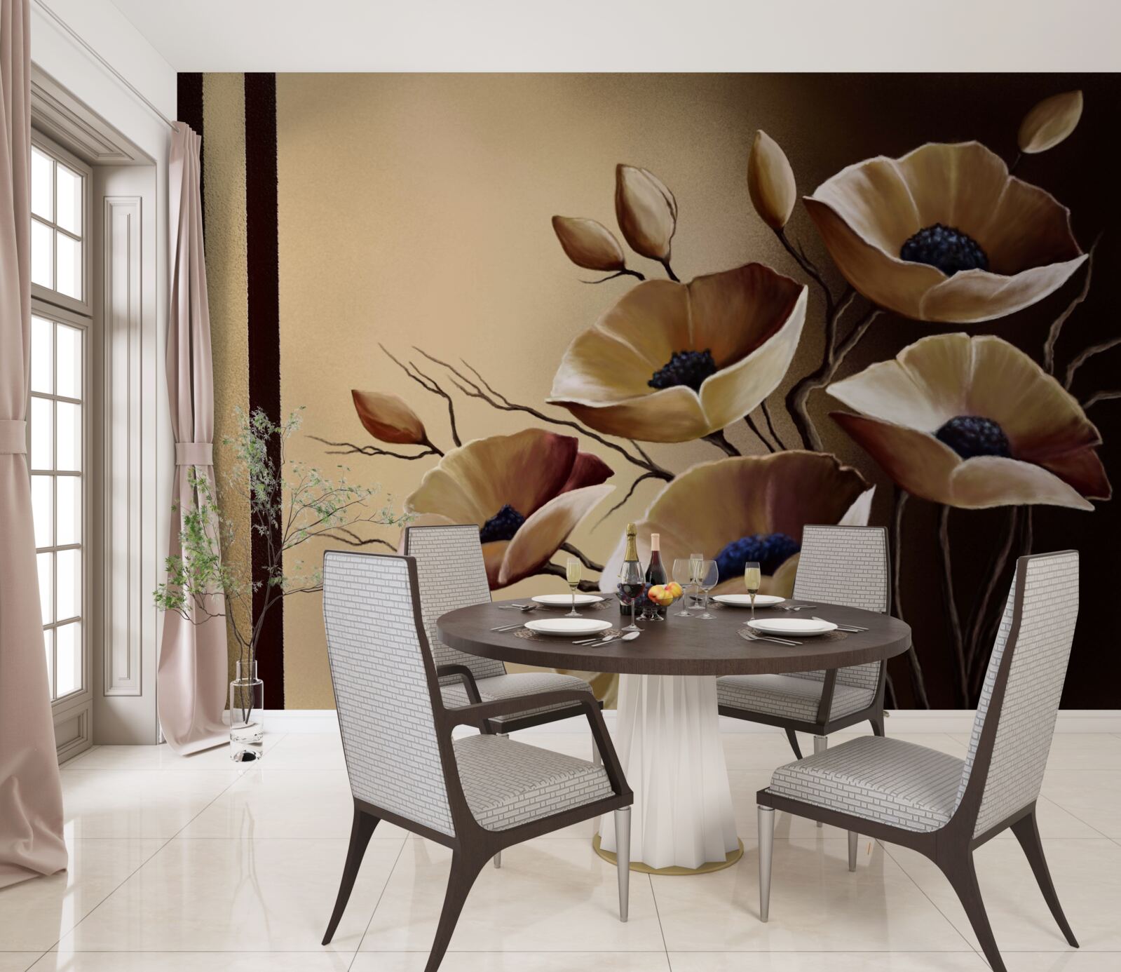 Fototapet maci bej într-un stil abstract