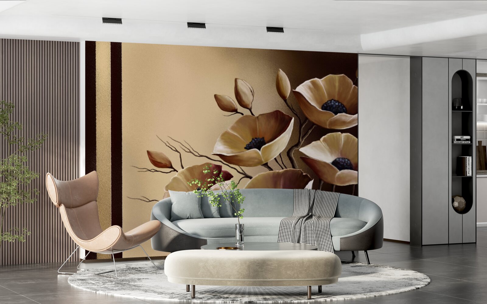 Fototapet maci bej într-un stil abstract