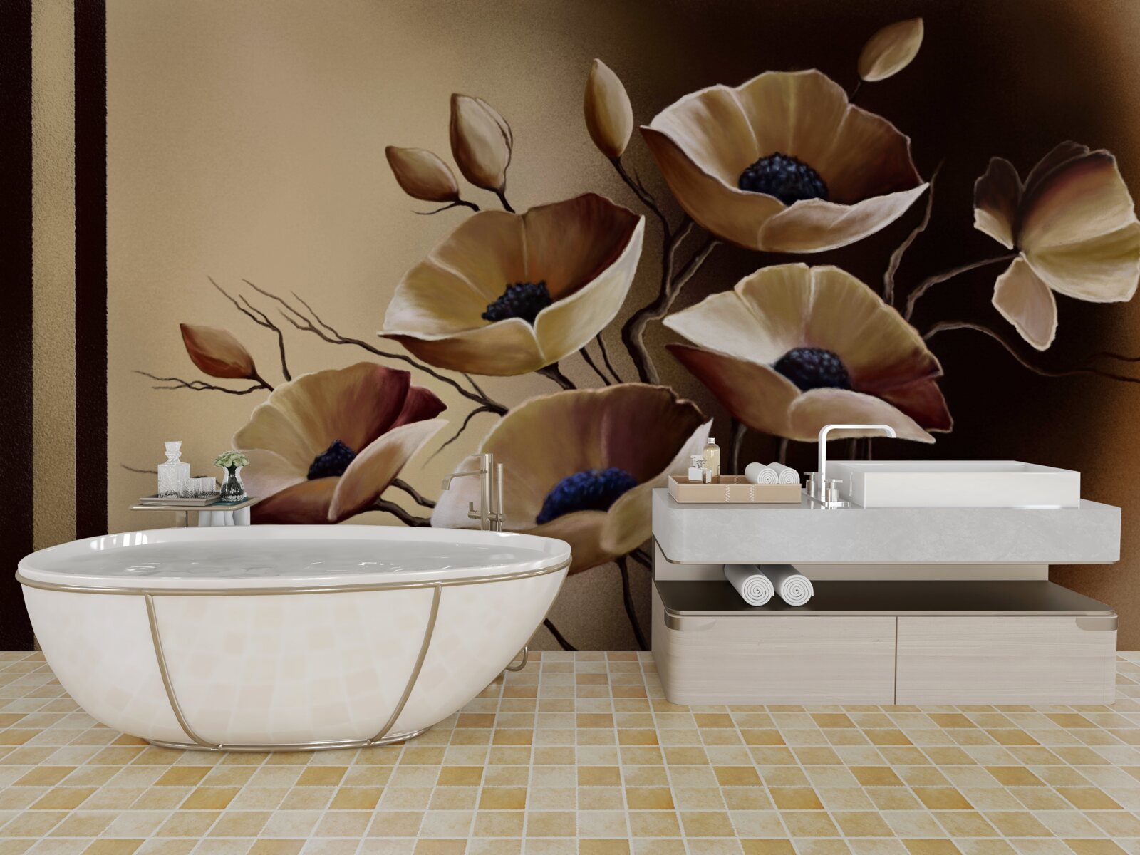 Fototapet maci bej într-un stil abstract