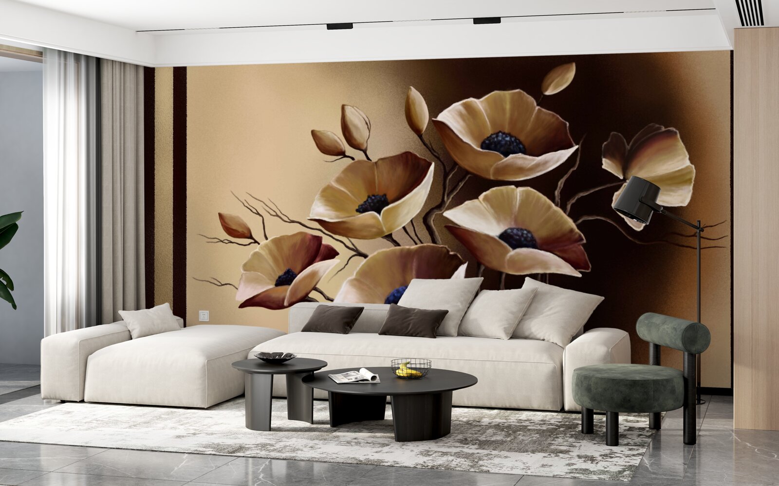 Fototapet maci bej într-un stil abstract