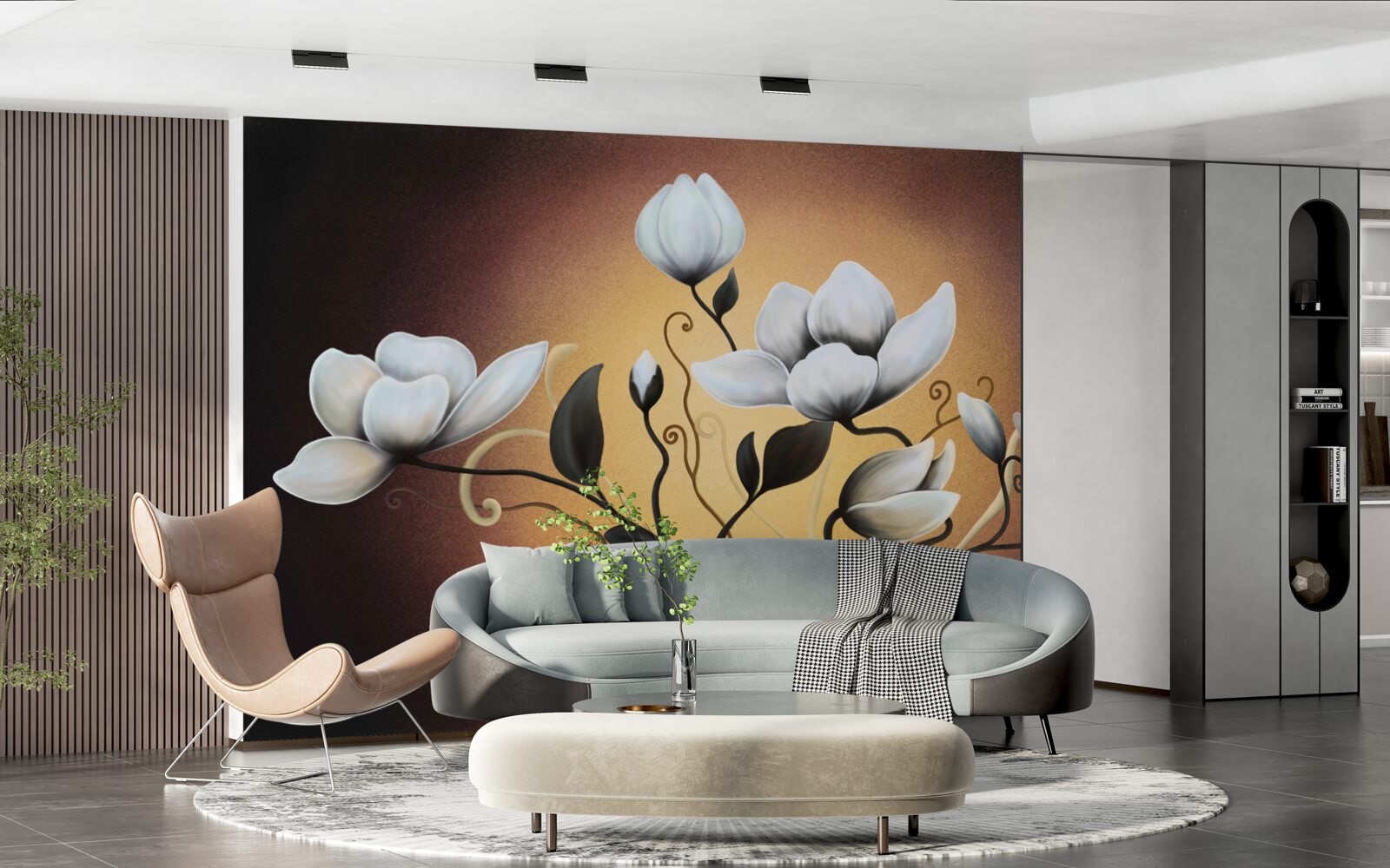 Fototapet buchet de magnolii cu flori albicioase