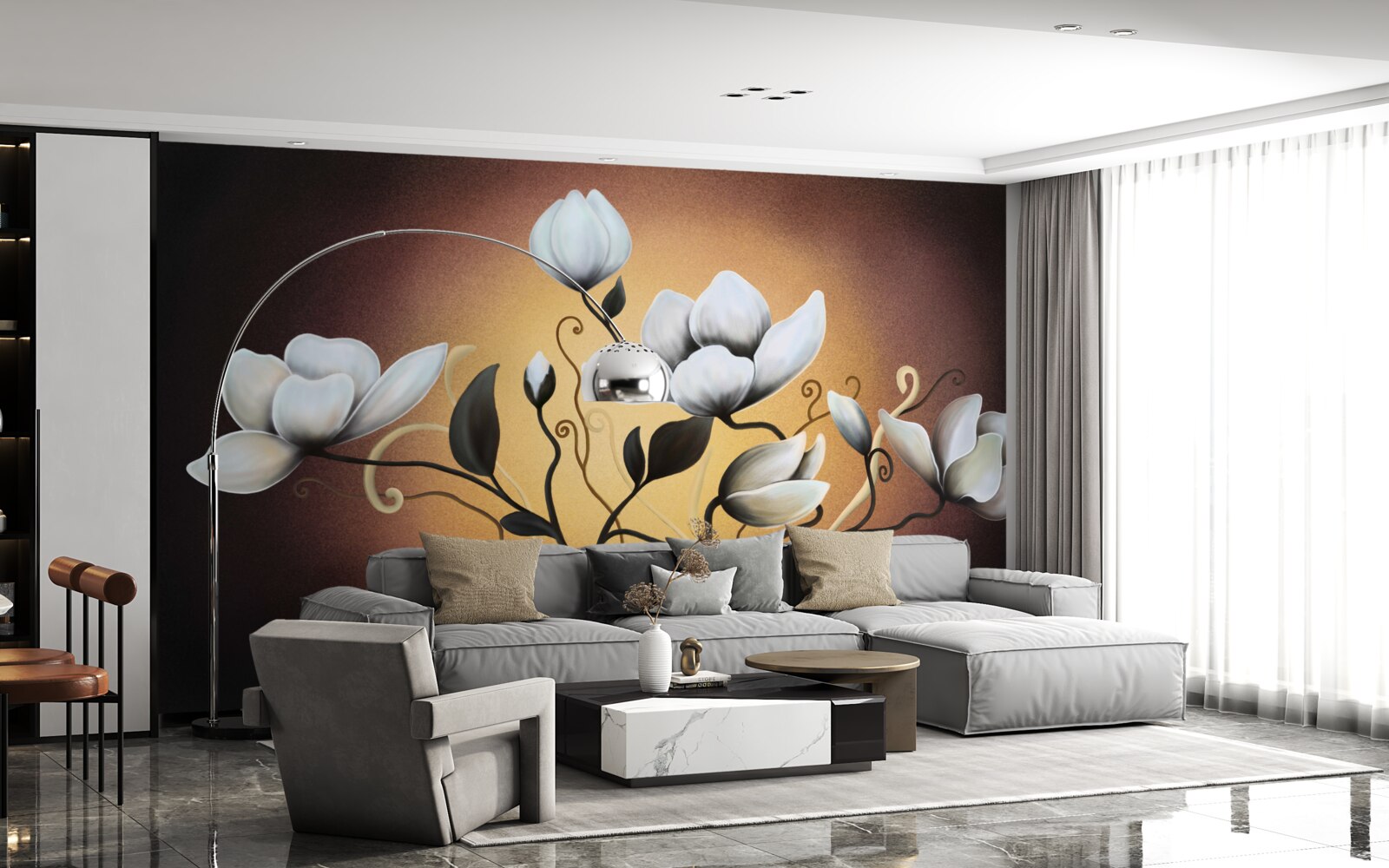 Fototapet buchet de magnolii cu flori albicioase