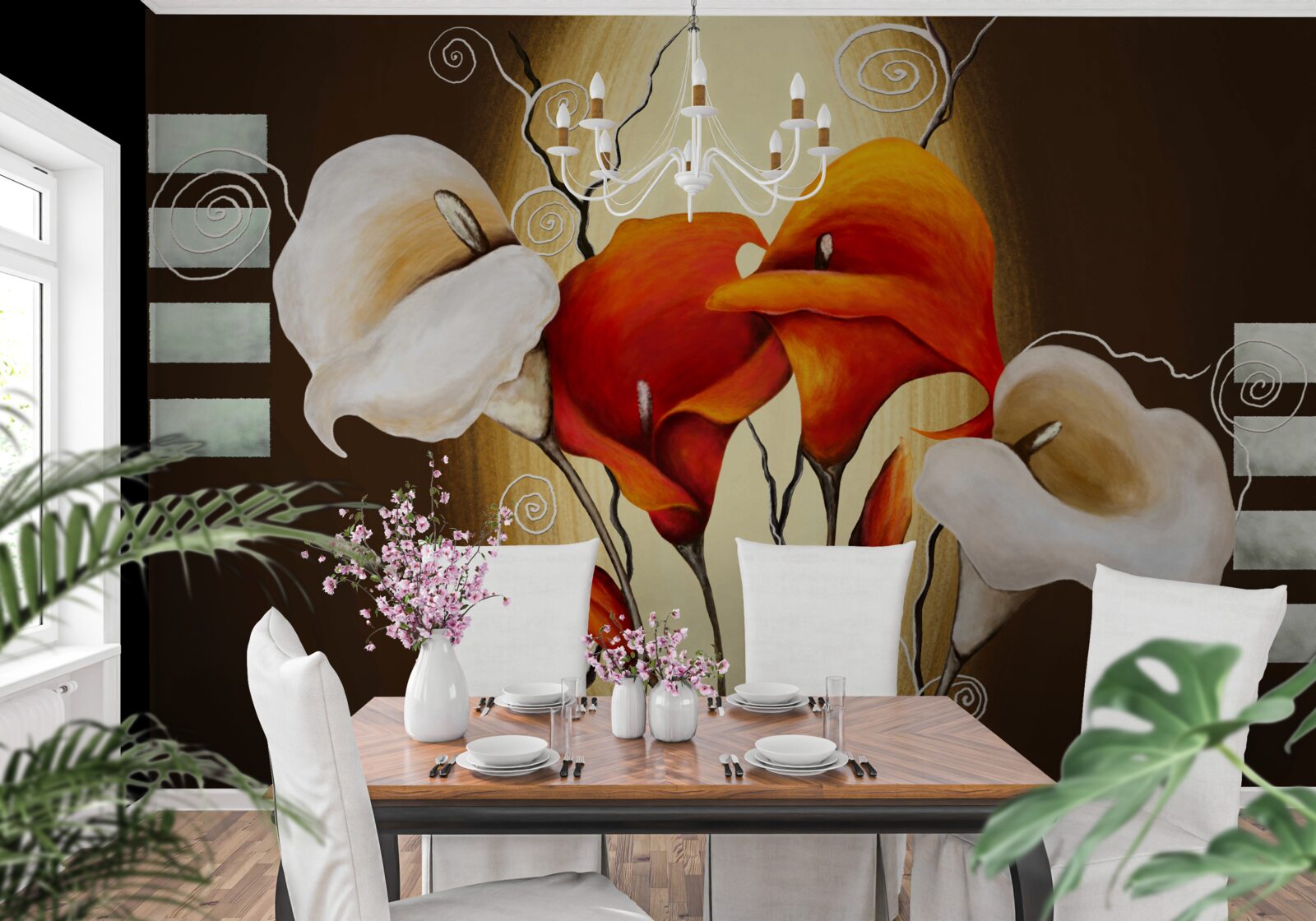 Fototapet callae roșu și alb