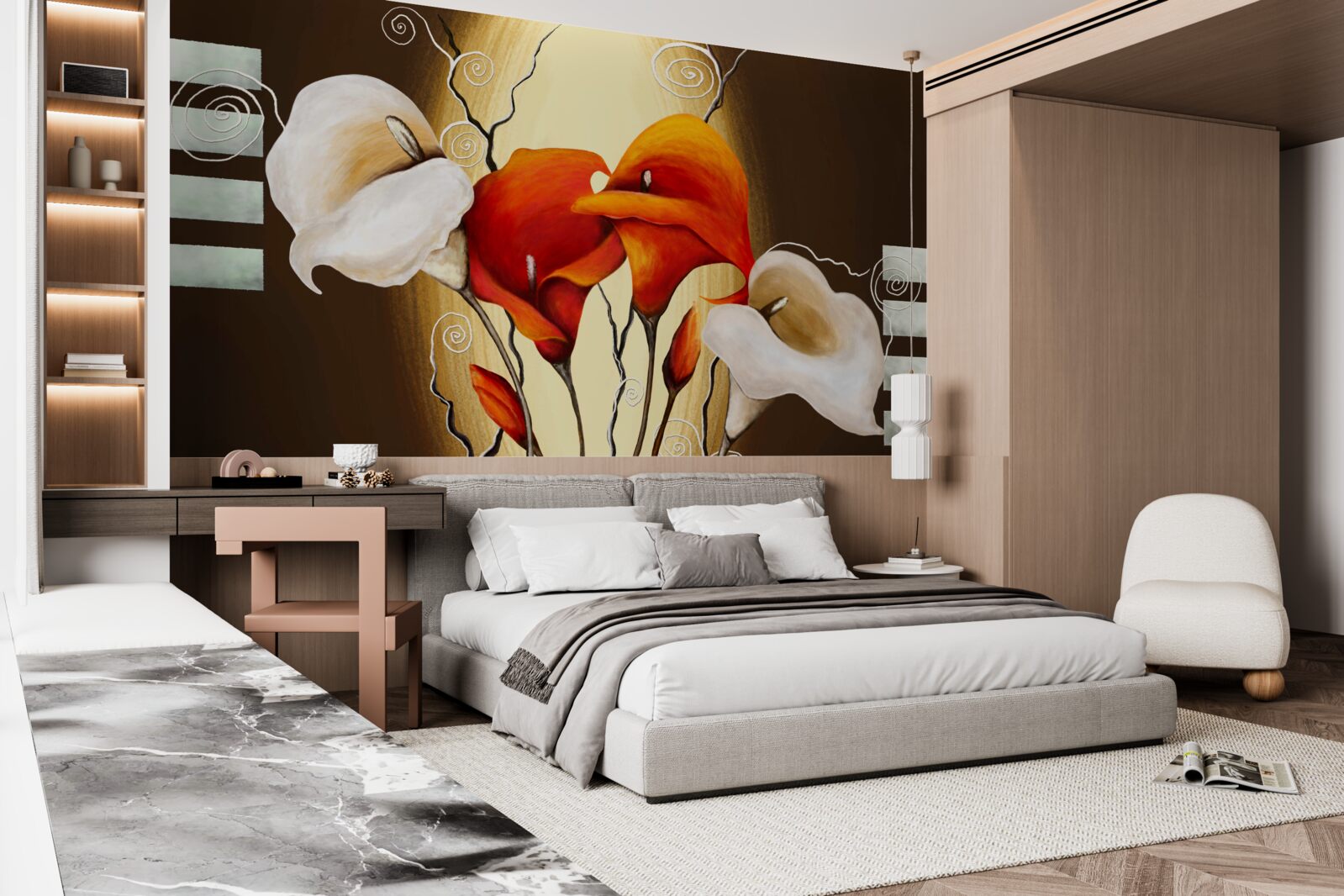 Fototapet callae roșu și alb