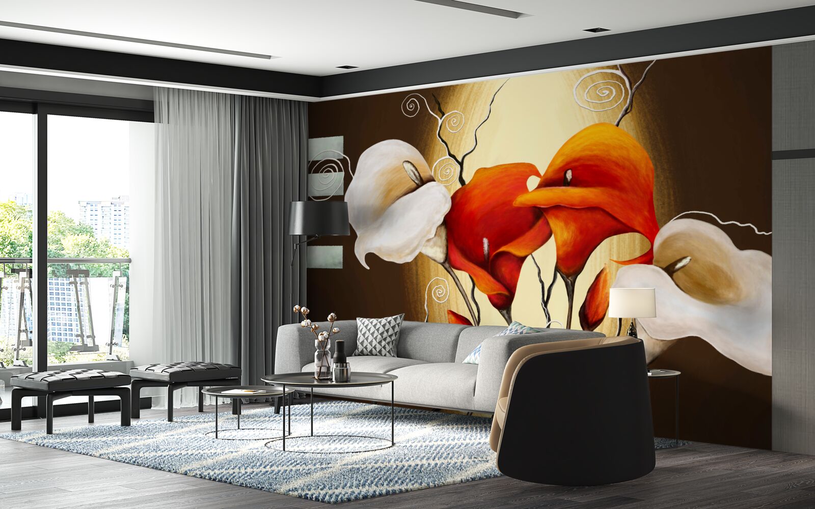 Fototapet callae roșu și alb