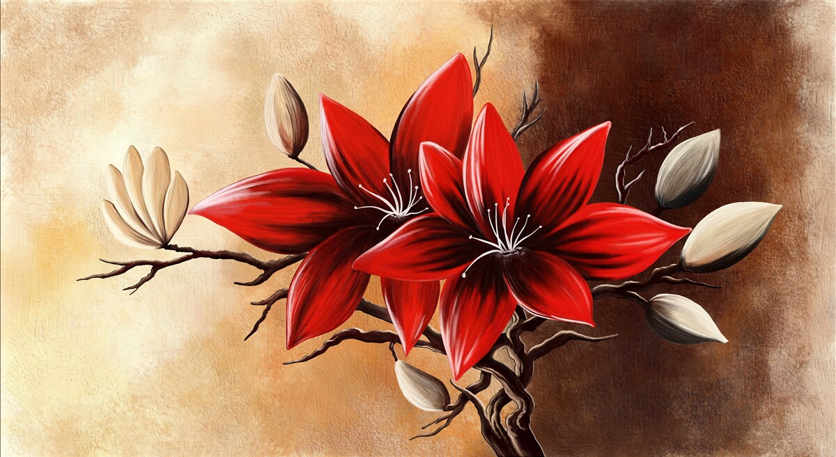 Fototapet mugurii roșii sunt pe un fundal maro