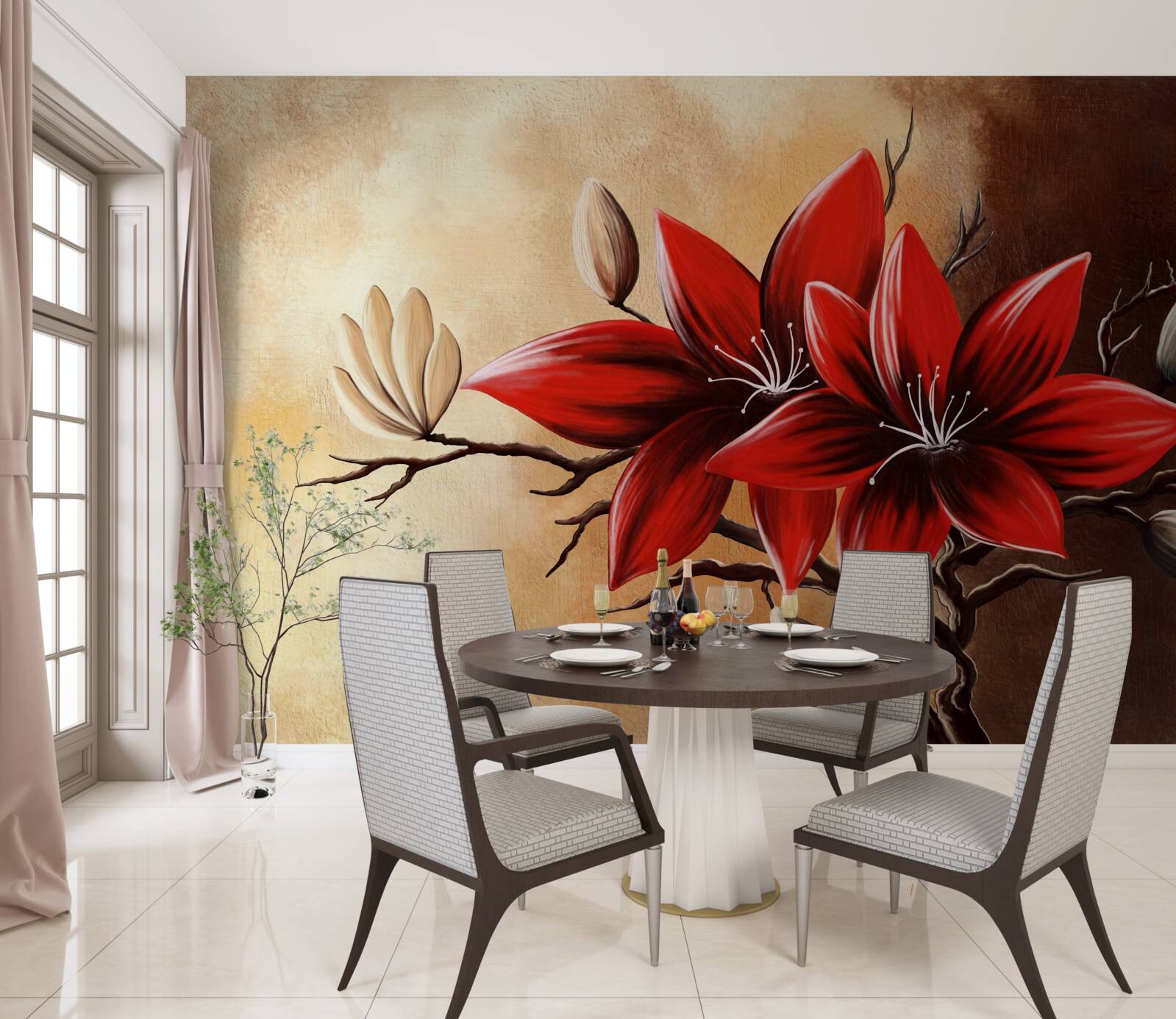 Fototapet mugurii roșii sunt pe un fundal maro