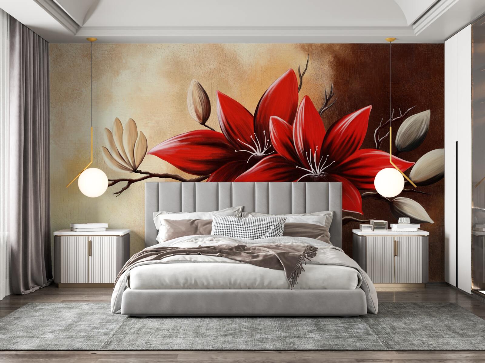 Fototapet mugurii roșii sunt pe un fundal maro