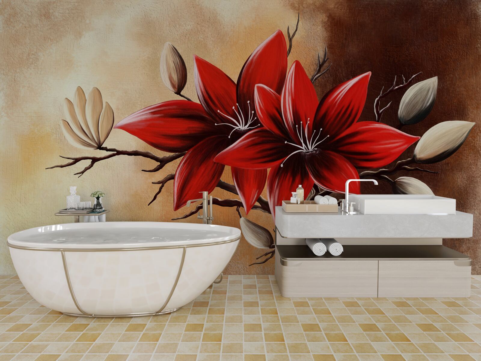 Fototapet mugurii roșii sunt pe un fundal maro