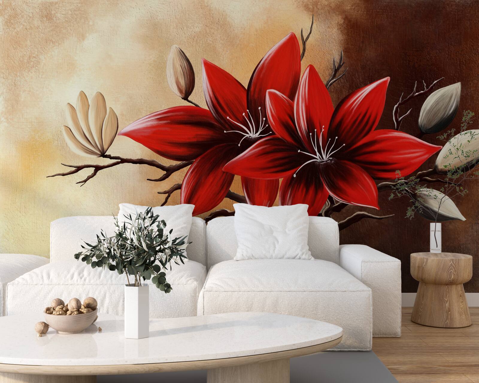 Fototapet mugurii roșii sunt pe un fundal maro