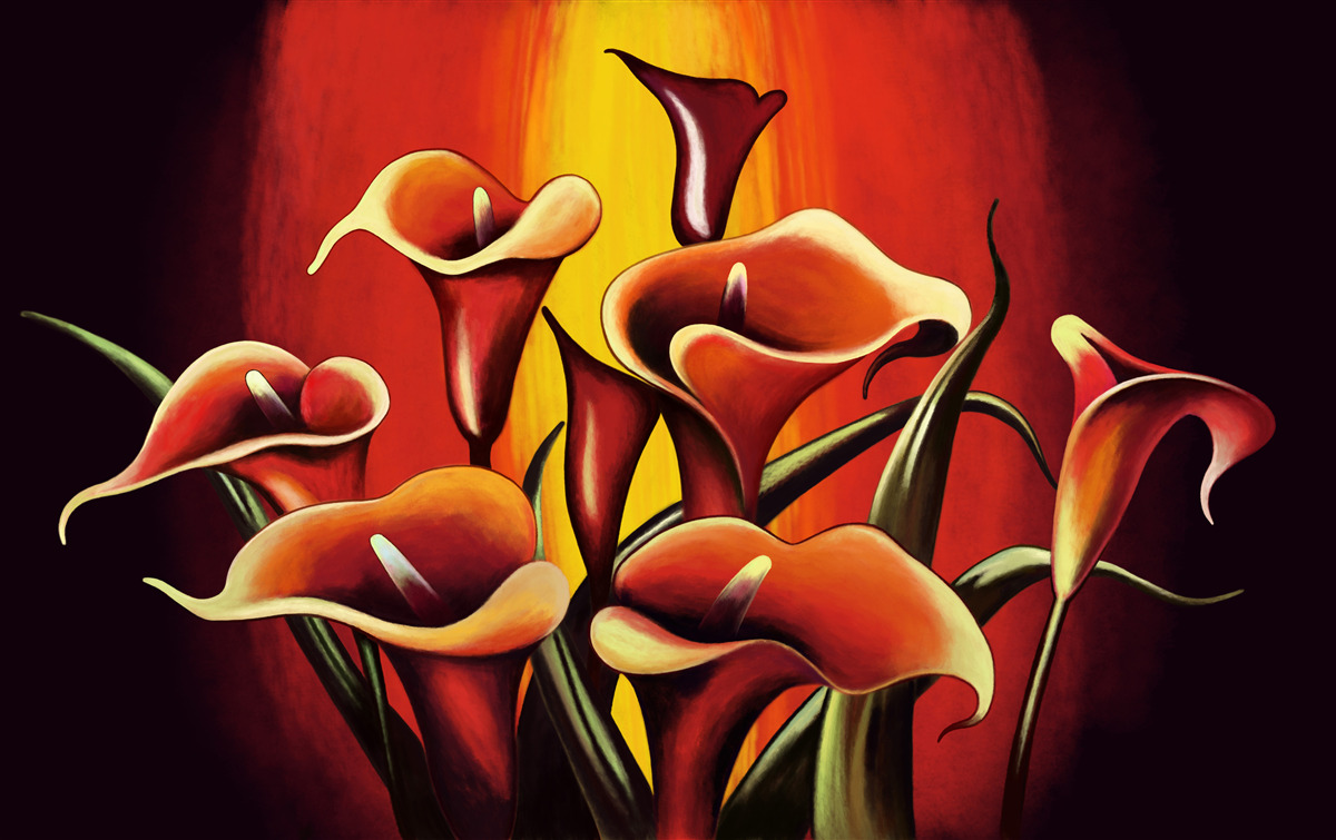 Fototapet callae cu flori de foc