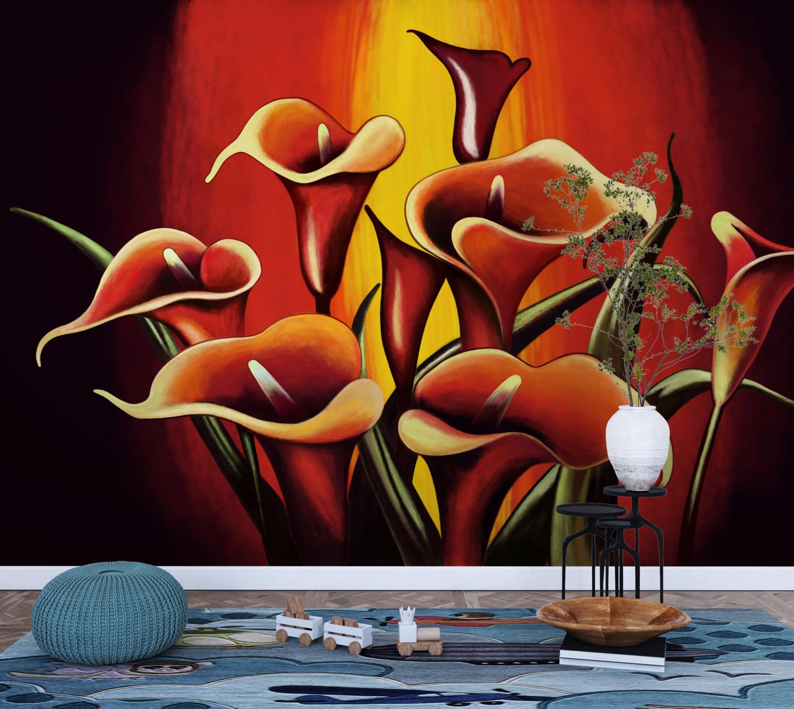 Fototapet callae cu flori de foc