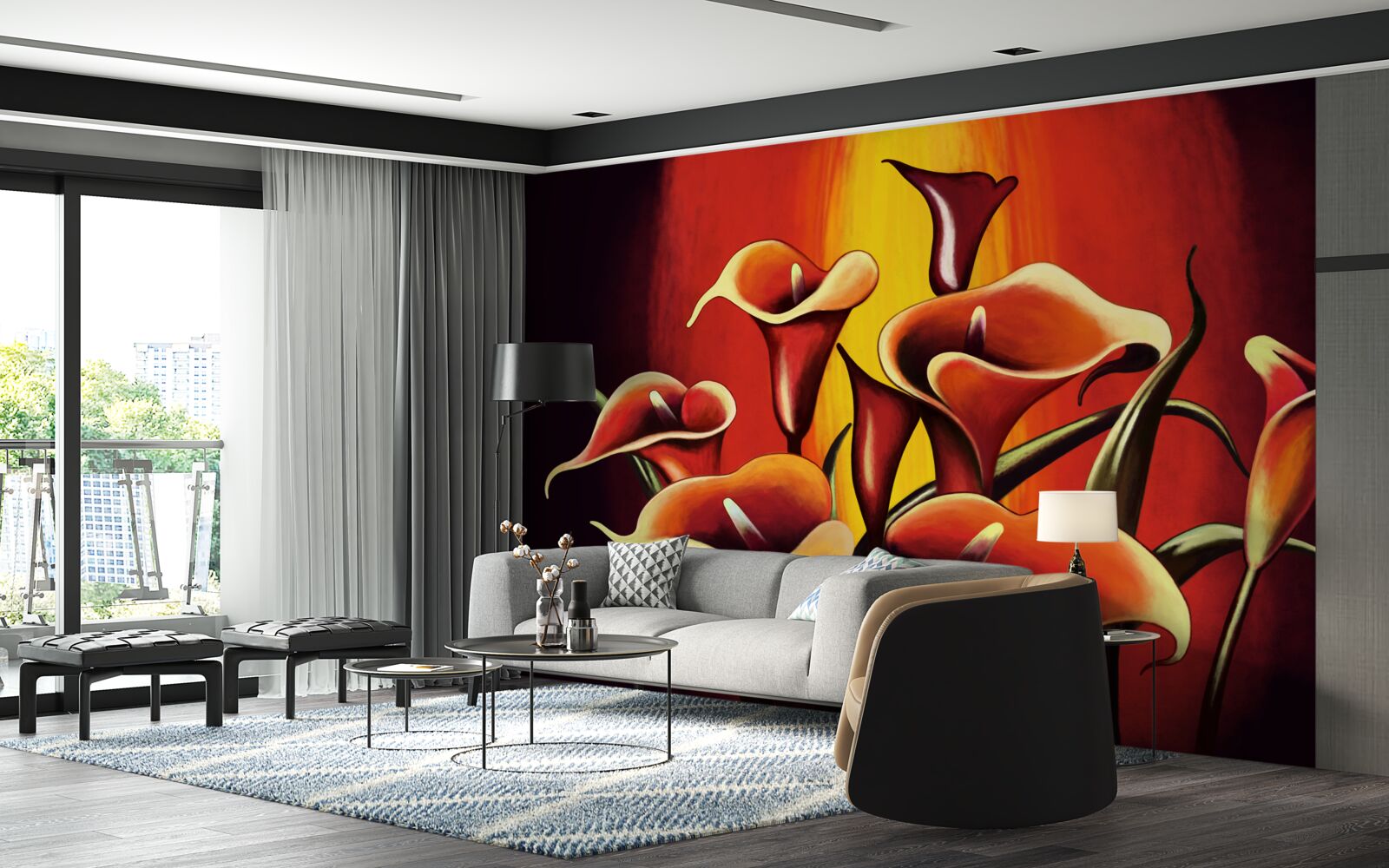 Fototapet callae cu flori de foc