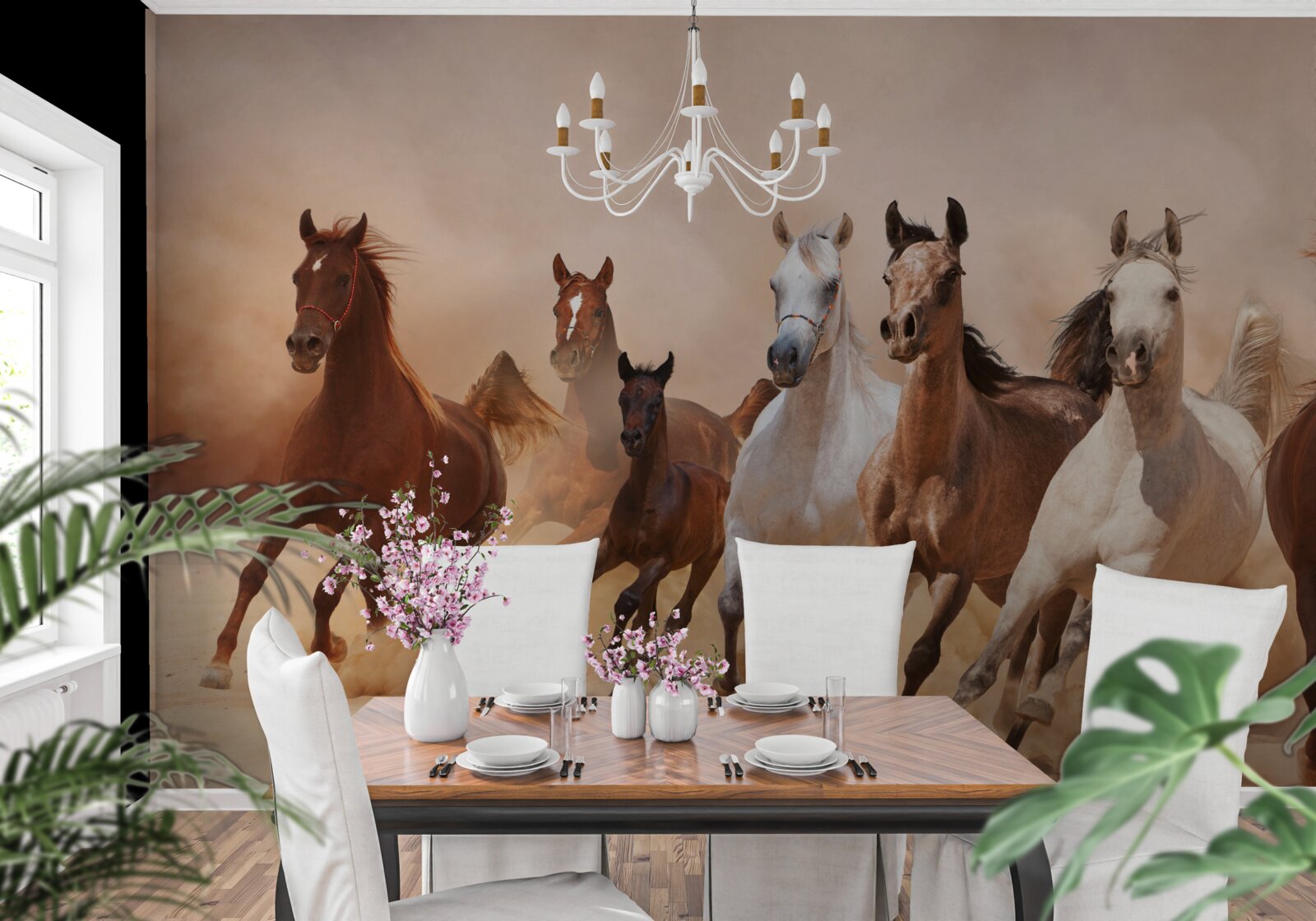 Fototapet turmă de cai liberi