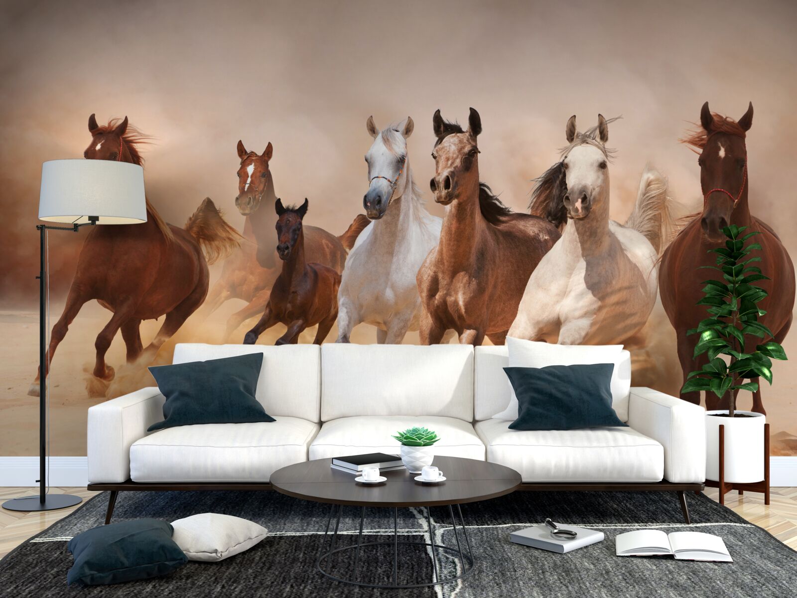 Fototapet turmă de cai liberi