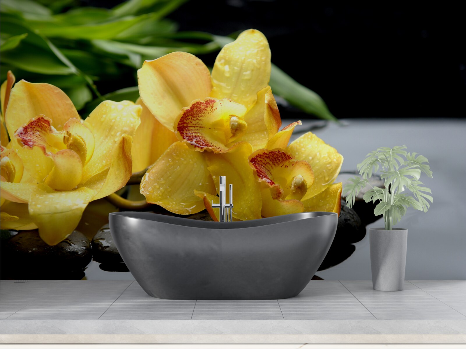 Fototapet buchet de orhidee galbene delicate