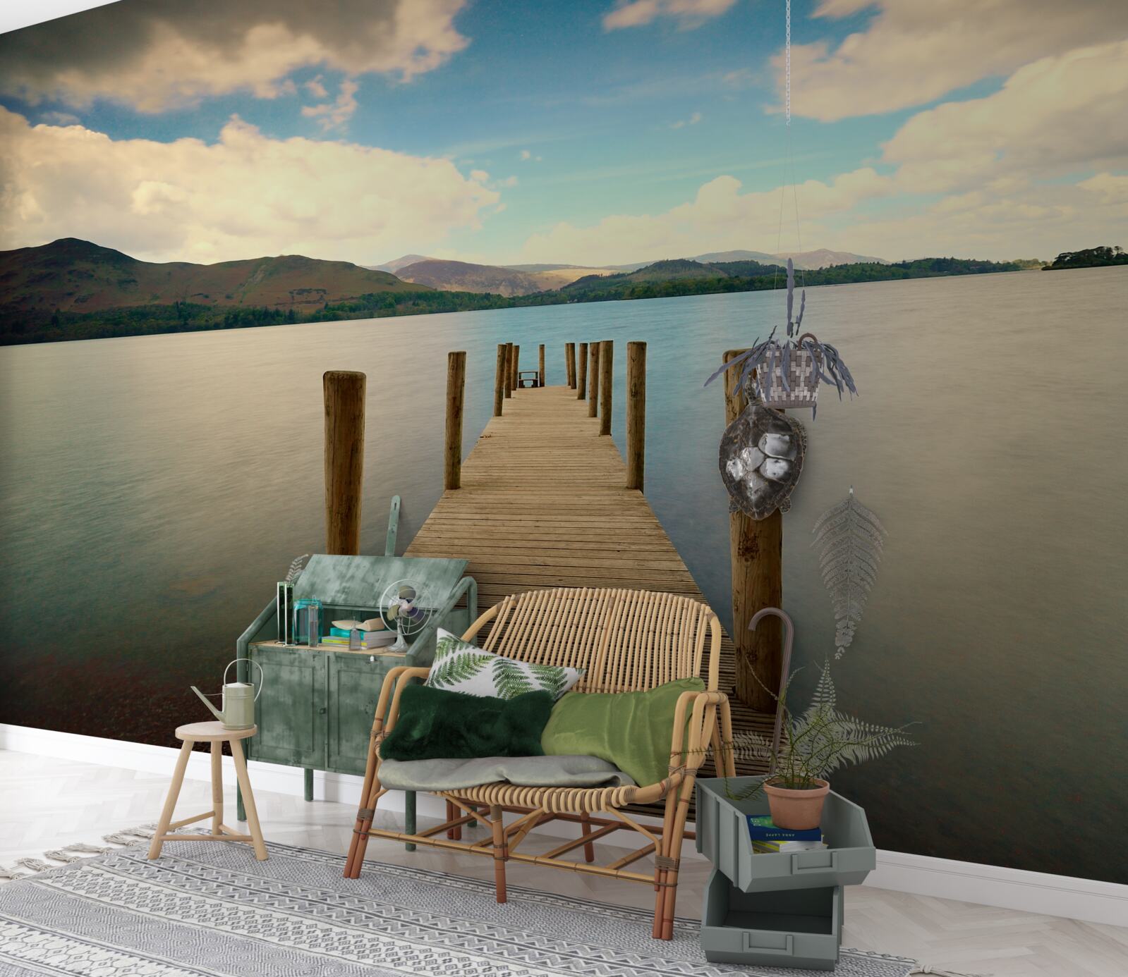 Fototapet chei de lemn pe coastă