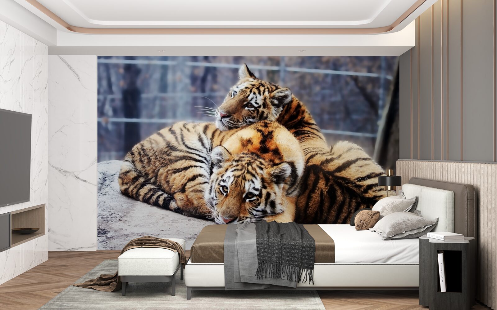 Fototapet Tigrii adormiți au frumusețe