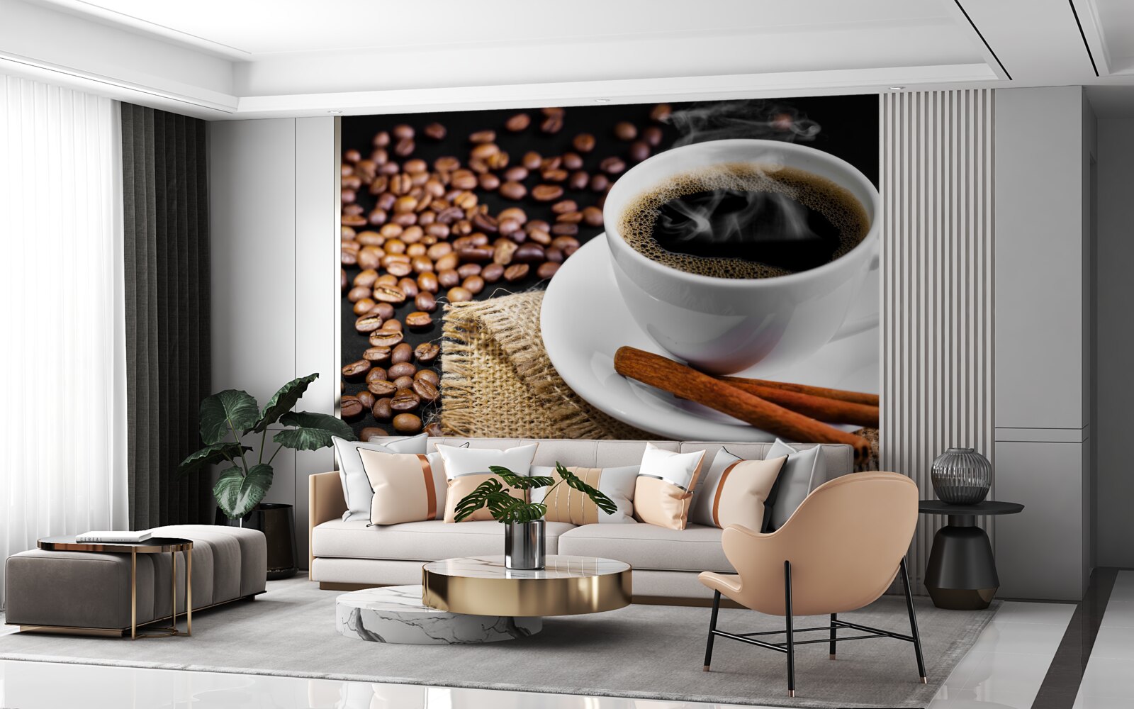 Fototapet ceașcă de cafea cu crenguțe de scorțișoară