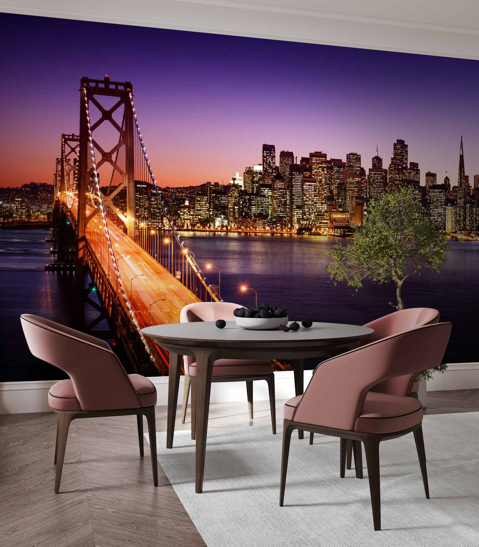 Fototapet luminile nocturne ale podului San Francisco