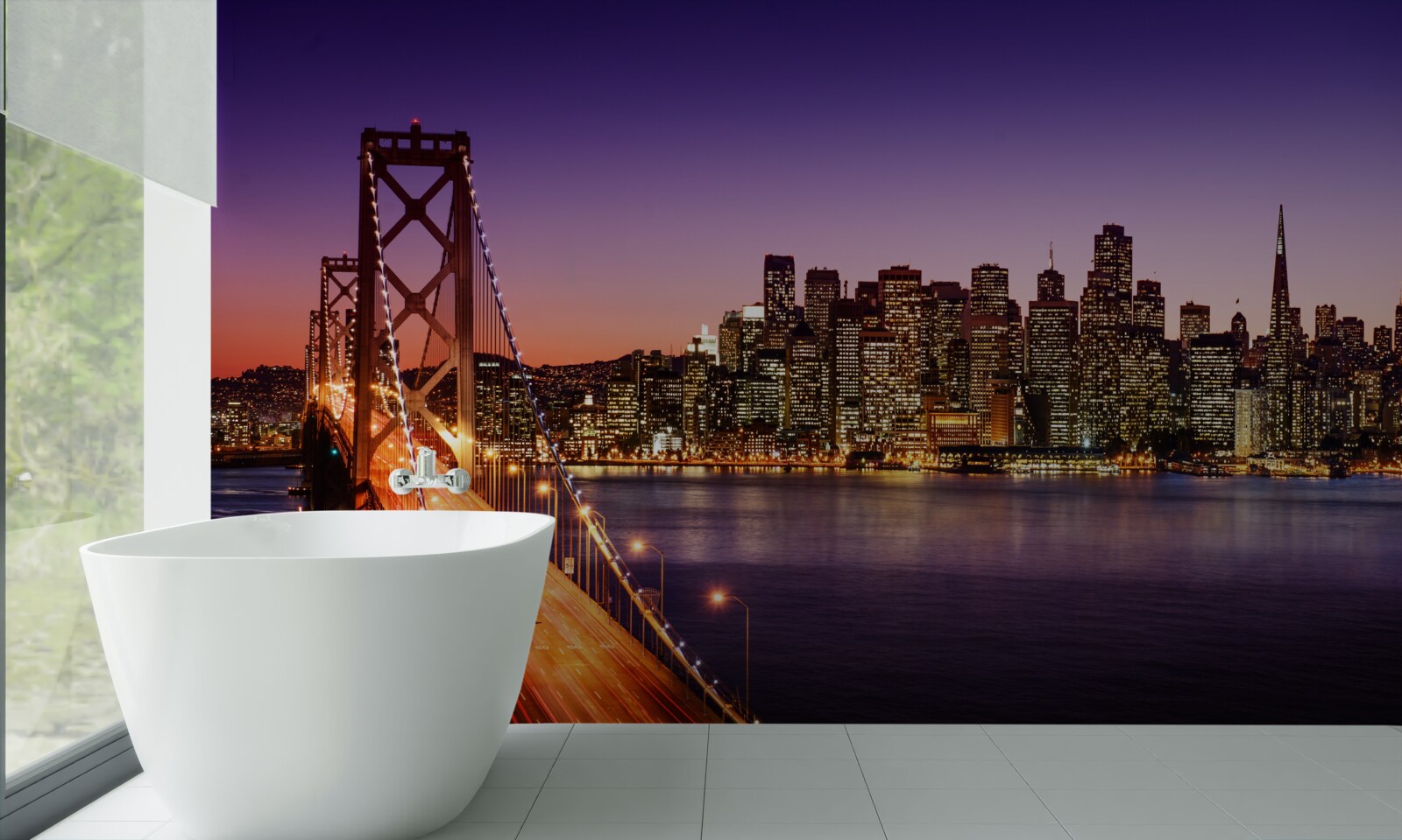 Fototapet luminile nocturne ale podului San Francisco