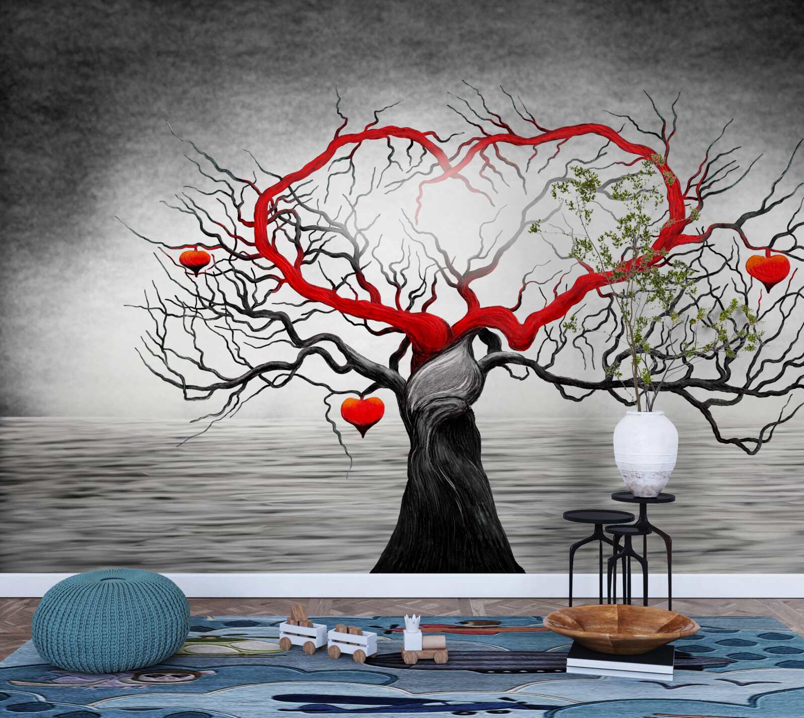 Fototapet inimă mare roșie și abanos