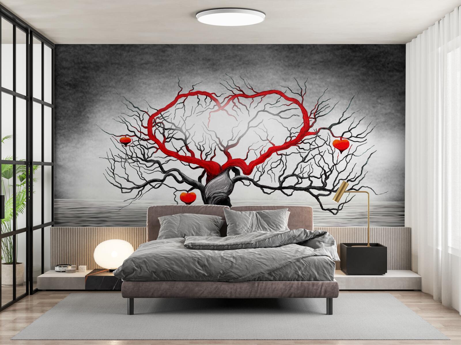 Fototapet inimă mare roșie și abanos