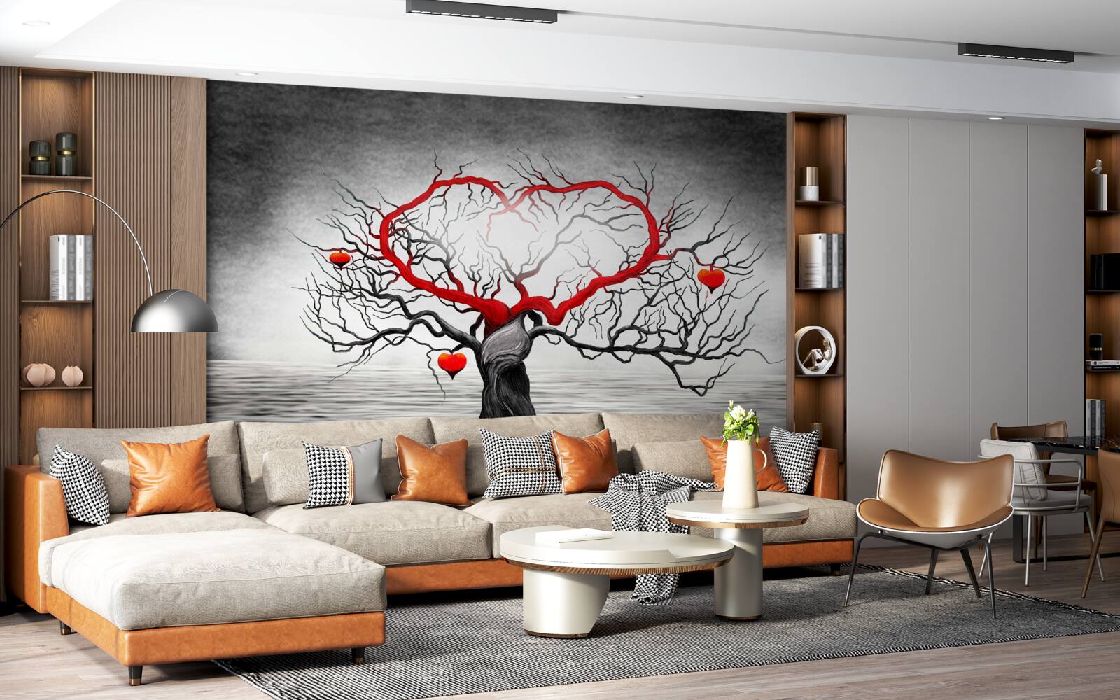 Fototapet inimă mare roșie și abanos