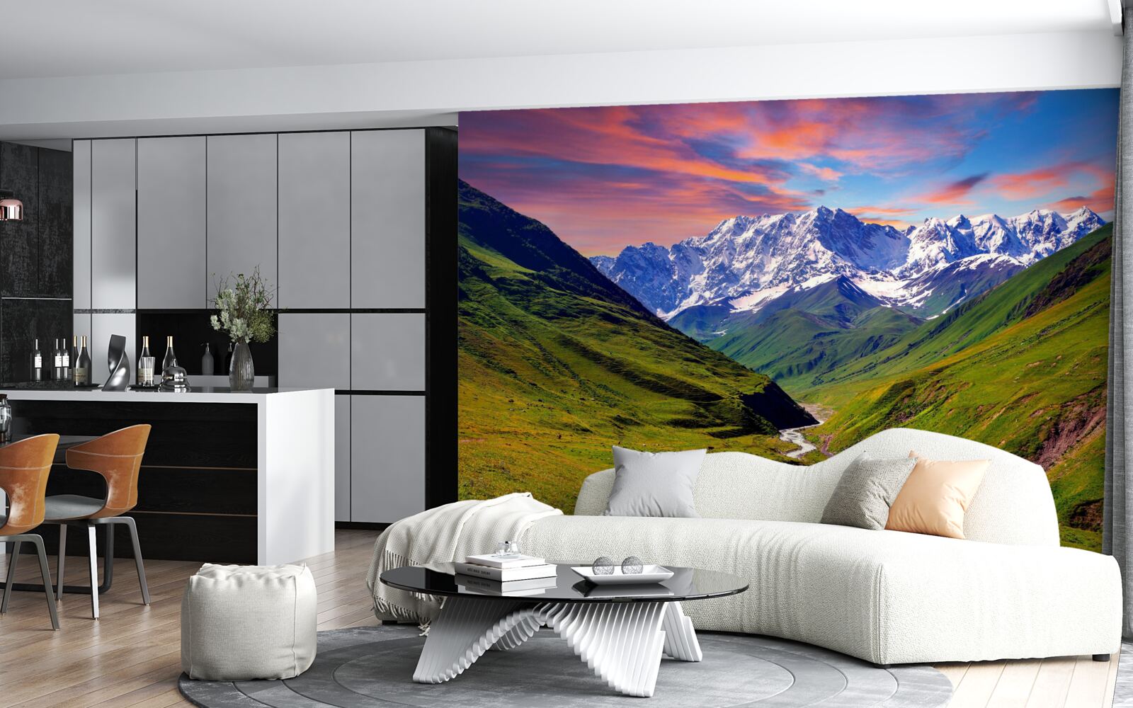 Fototapet cale fermecătoare prin vârfurile munților