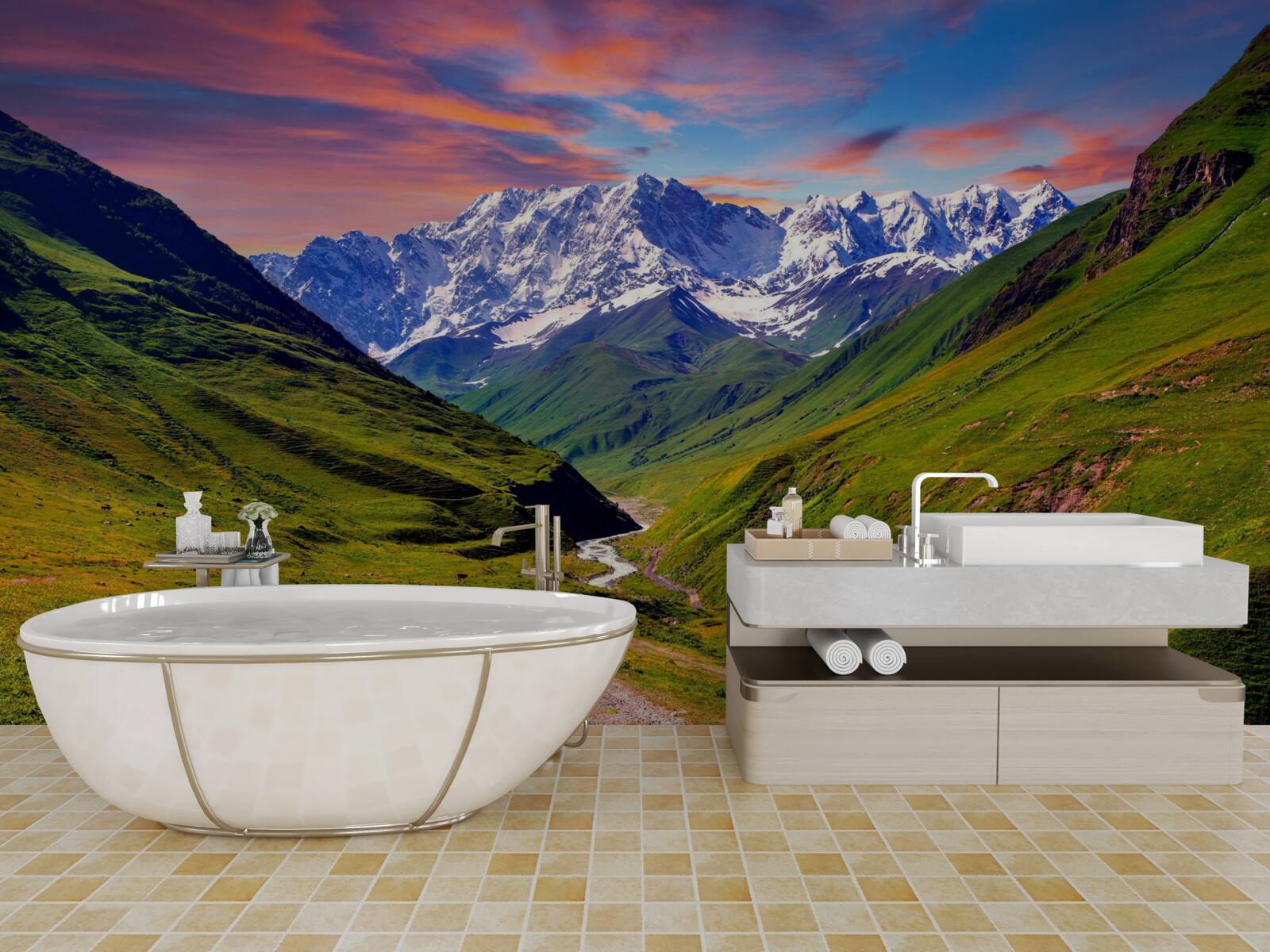 Fototapet cale fermecătoare prin vârfurile munților