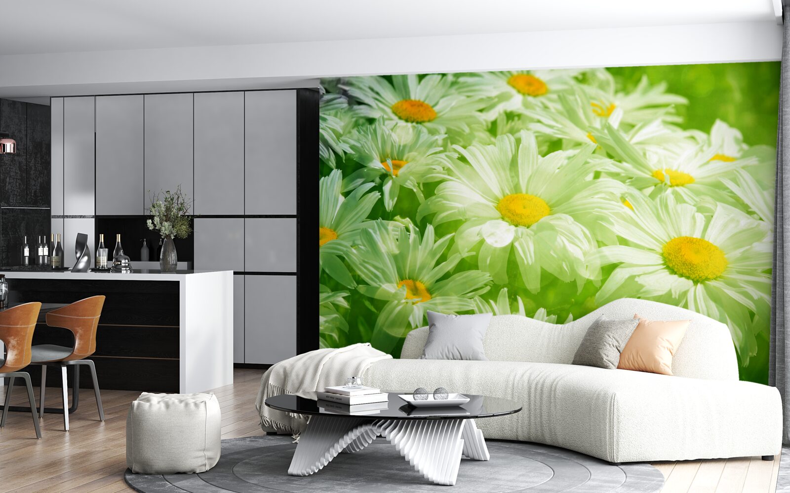 Fototapet margarete moi printre verdeață