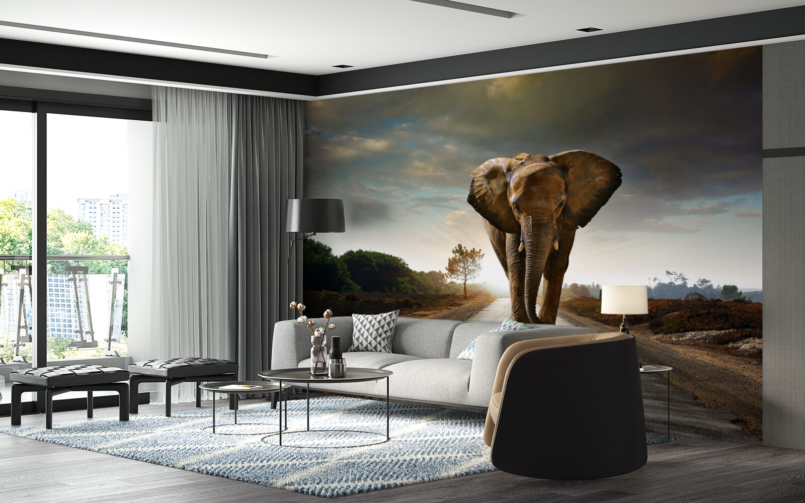 Fototapet călătoria elefantului continuă