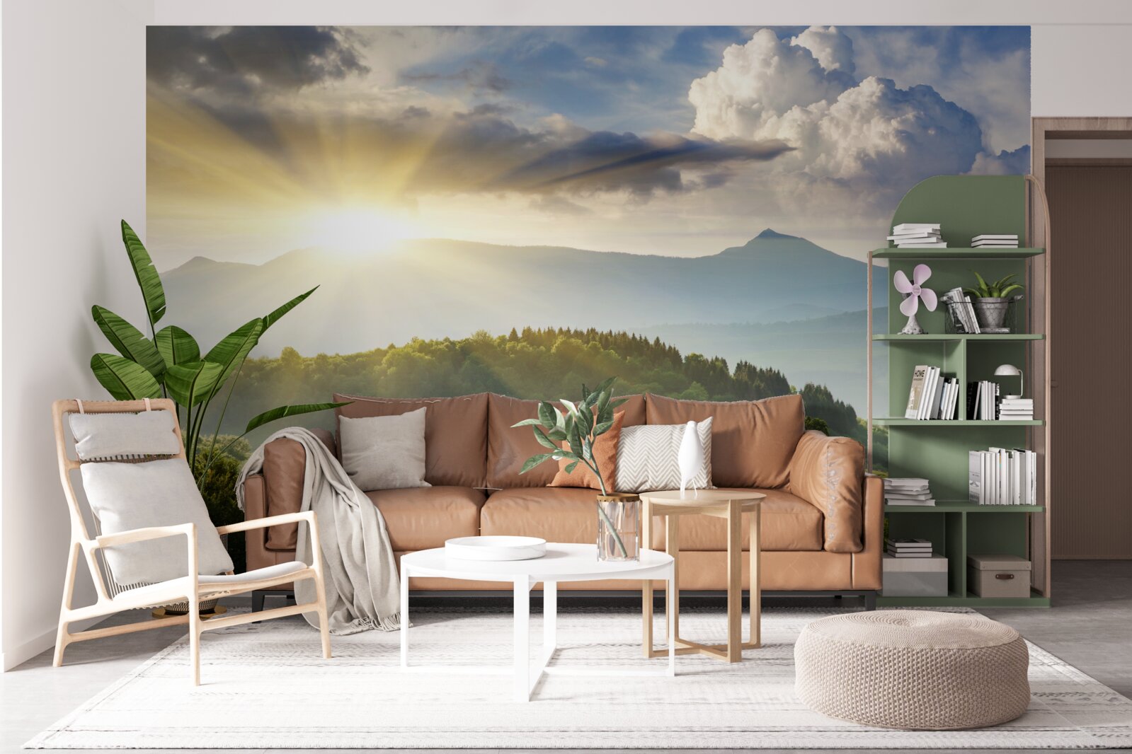 Fototapet soare de dimineață pe culmile munților