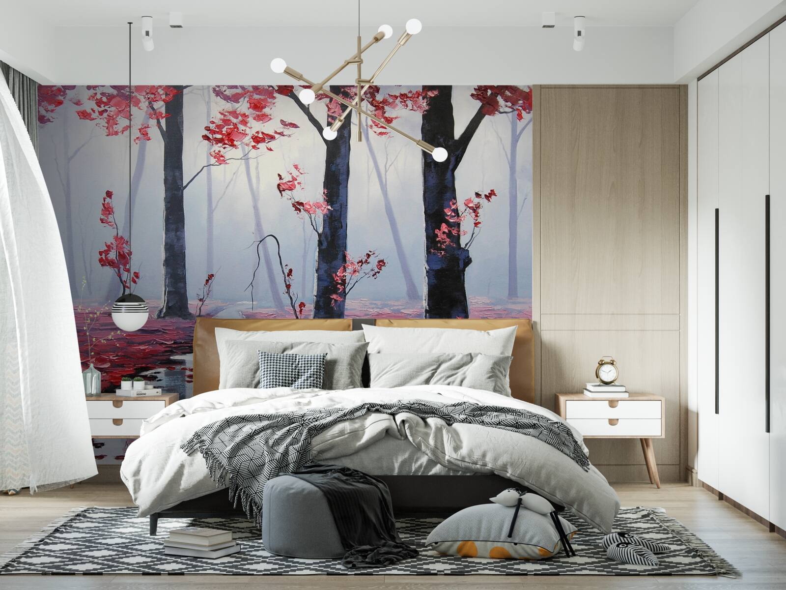 Fototapet reflexia frunzelor de toamnă în apă