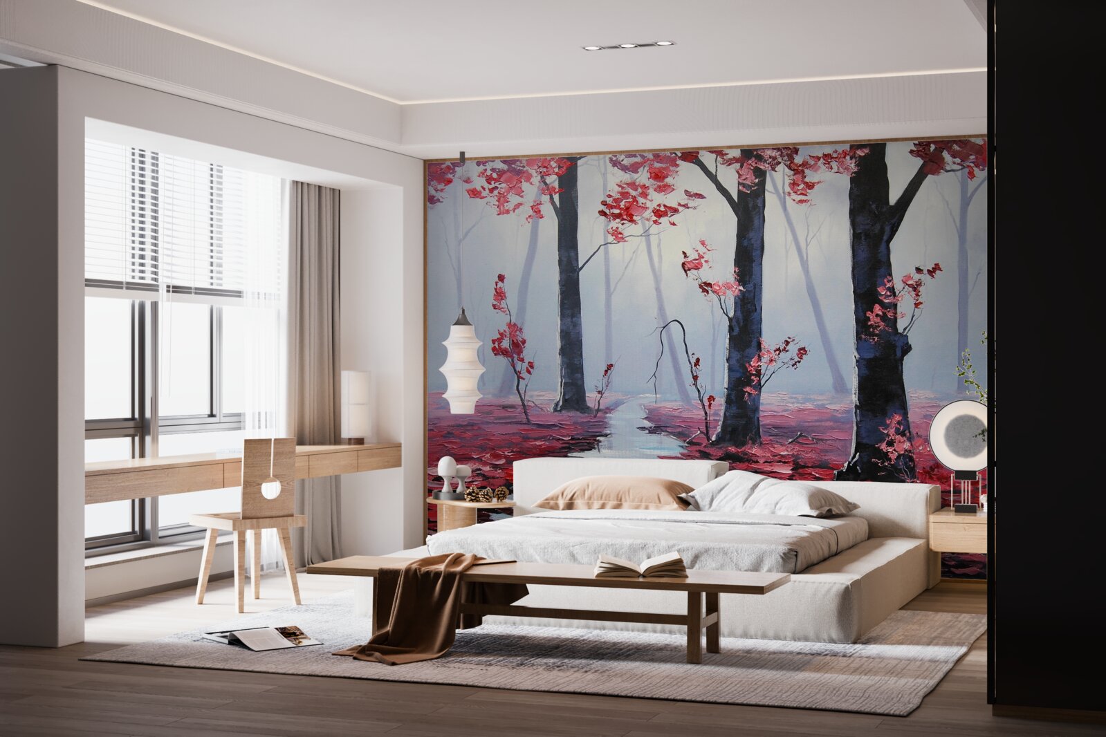 Fototapet reflexia frunzelor de toamnă în apă