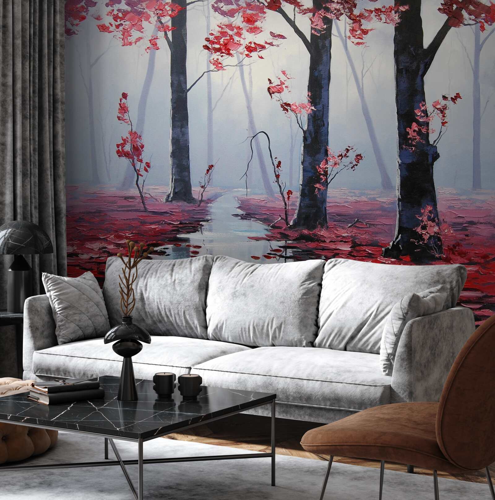 Fototapet reflexia frunzelor de toamnă în apă