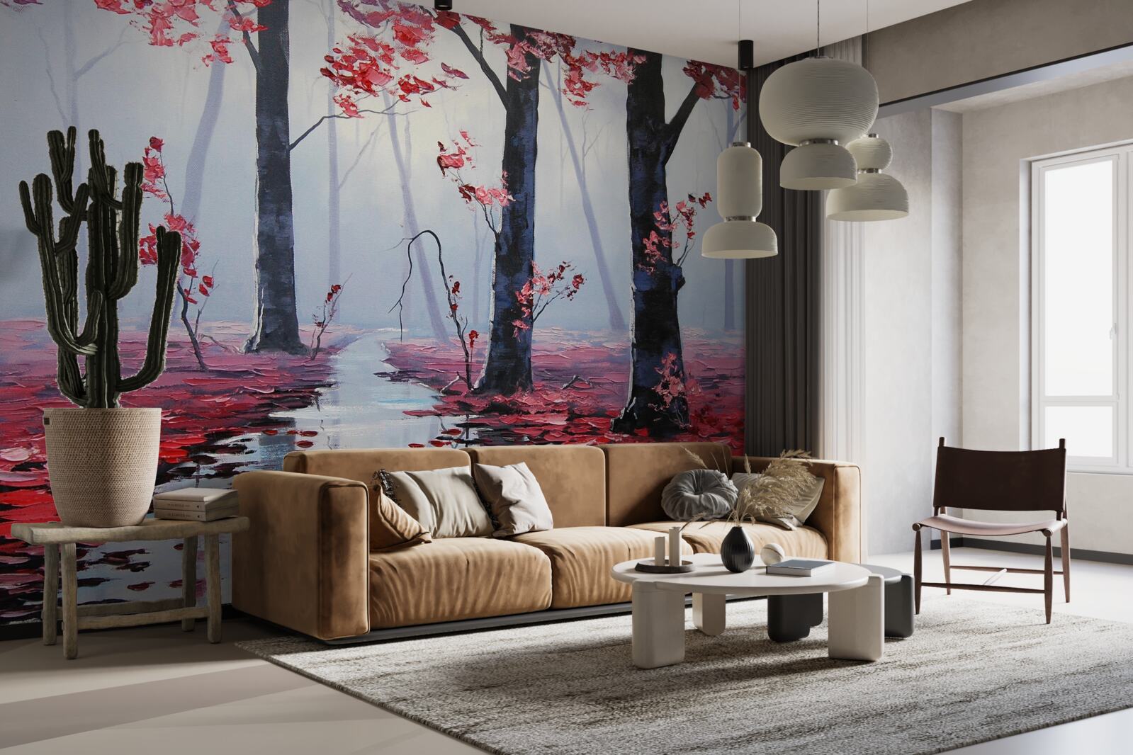 Fototapet reflexia frunzelor de toamnă în apă