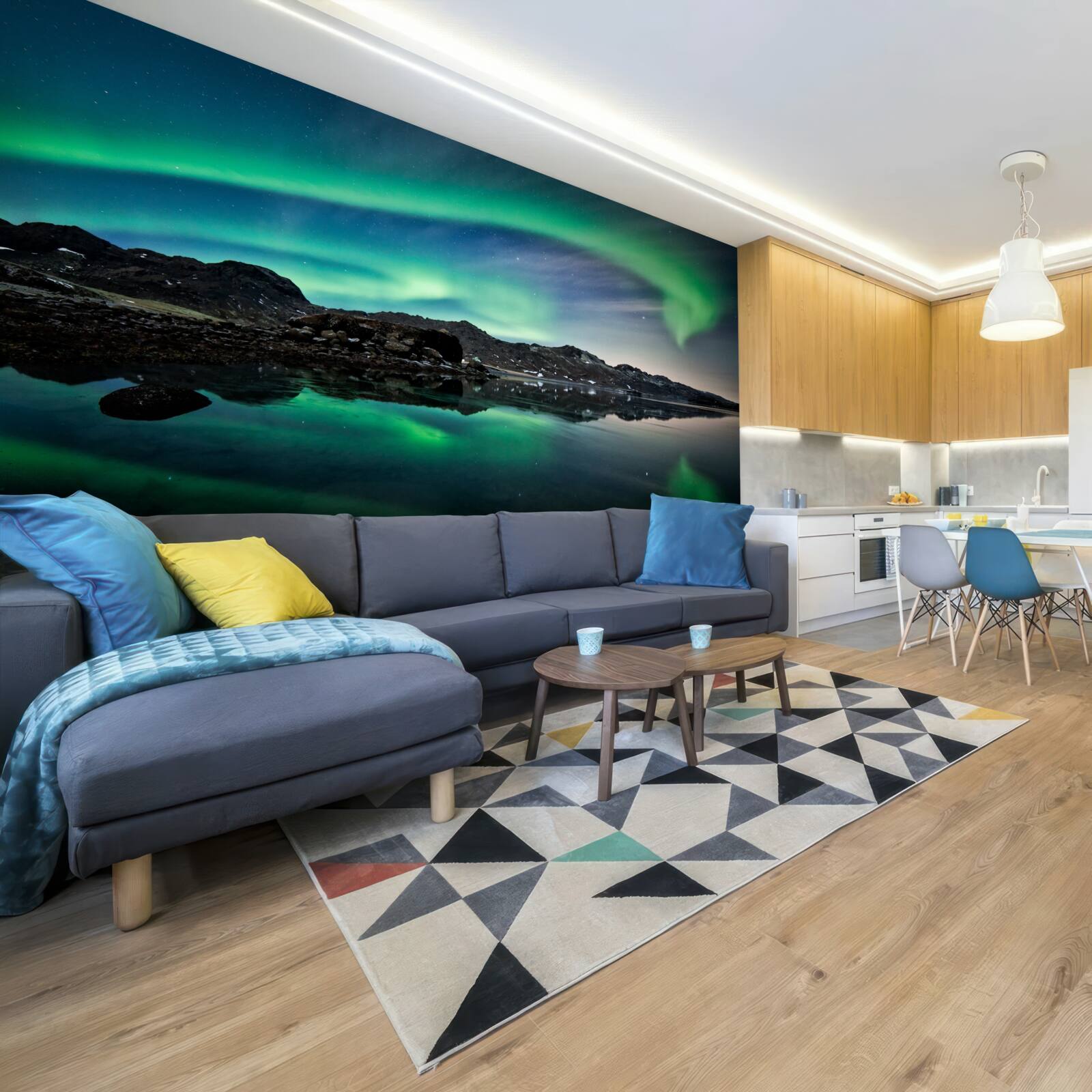 Fototapet lac în aurora boreală