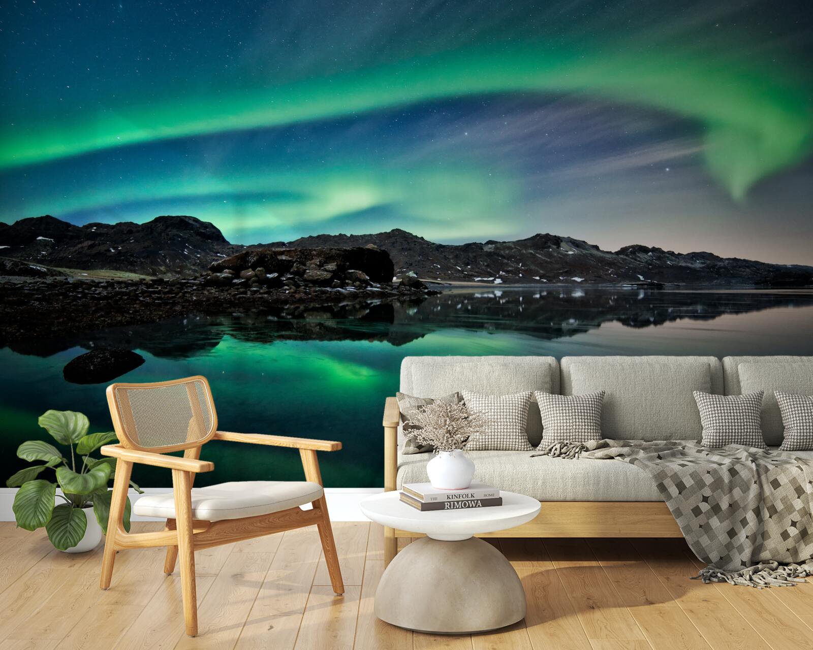 Fototapet lac în aurora boreală